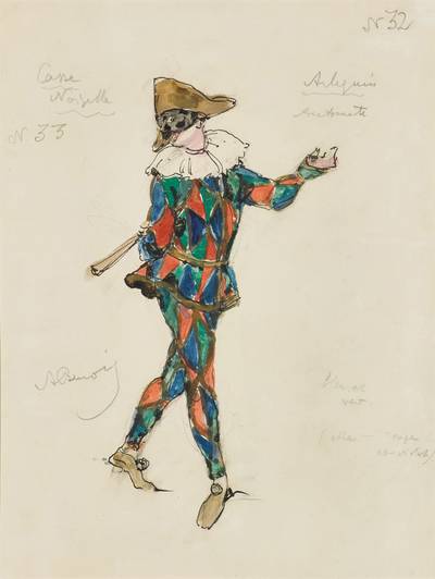 Costume Designs for Harlequin and Columbine from The Nutcracker (two works)