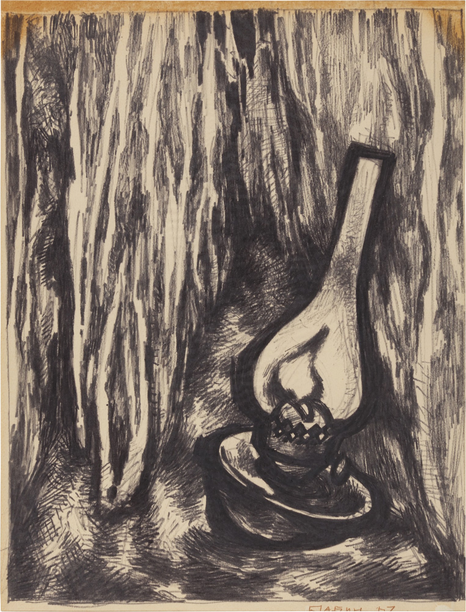 Oil Lamp and Cranes (two works)