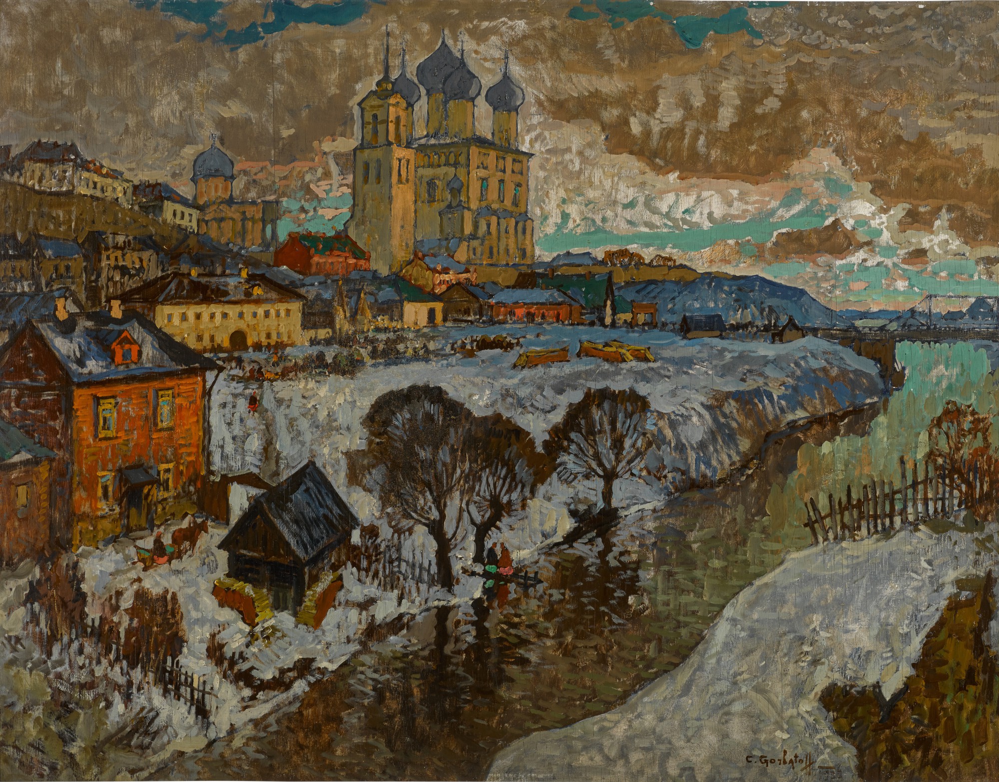 Konstantin Ivanovich Gorbatov — View of Pskov Showing the Trinity Cathedral