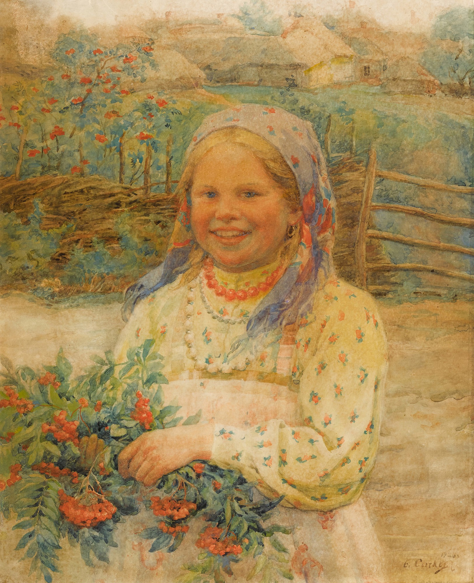 Fedot Vasilievich Sychkov — Girl with Rowan Berries