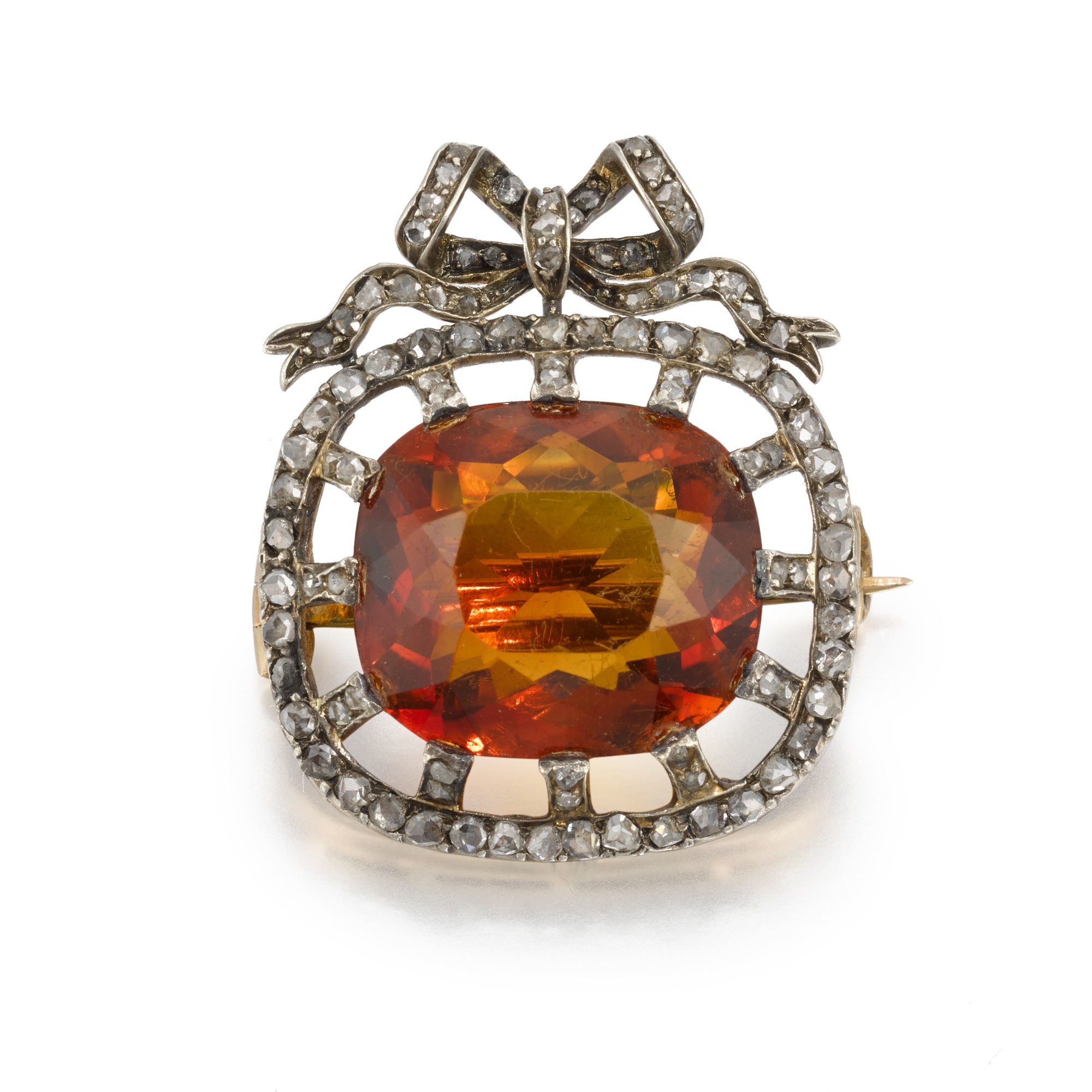 A Fabergé jewelled silver-topped gold-mounted imperial citrine brooch, workmaster August Holmström, St Petersburg, 1899-1904 — A Fabergé jewelled silver-topped gold-mounted imperial citrine brooch, workmaster August Holmström, St Petersburg, 1899-1904