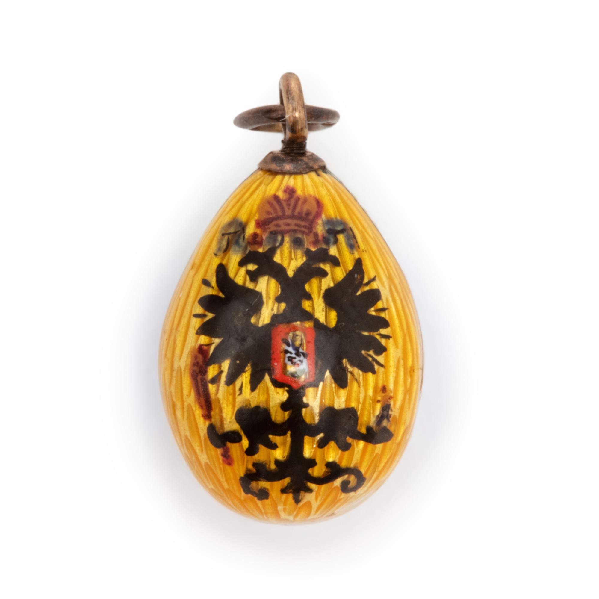 Imperial Russia: a Fabergé gold and guilloché enamel egg pendant, probably St Petersburg, circa 1900 — Imperial Russia: a Fabergé gold and guilloché enamel egg pendant, probably St Petersburg, circa 1900