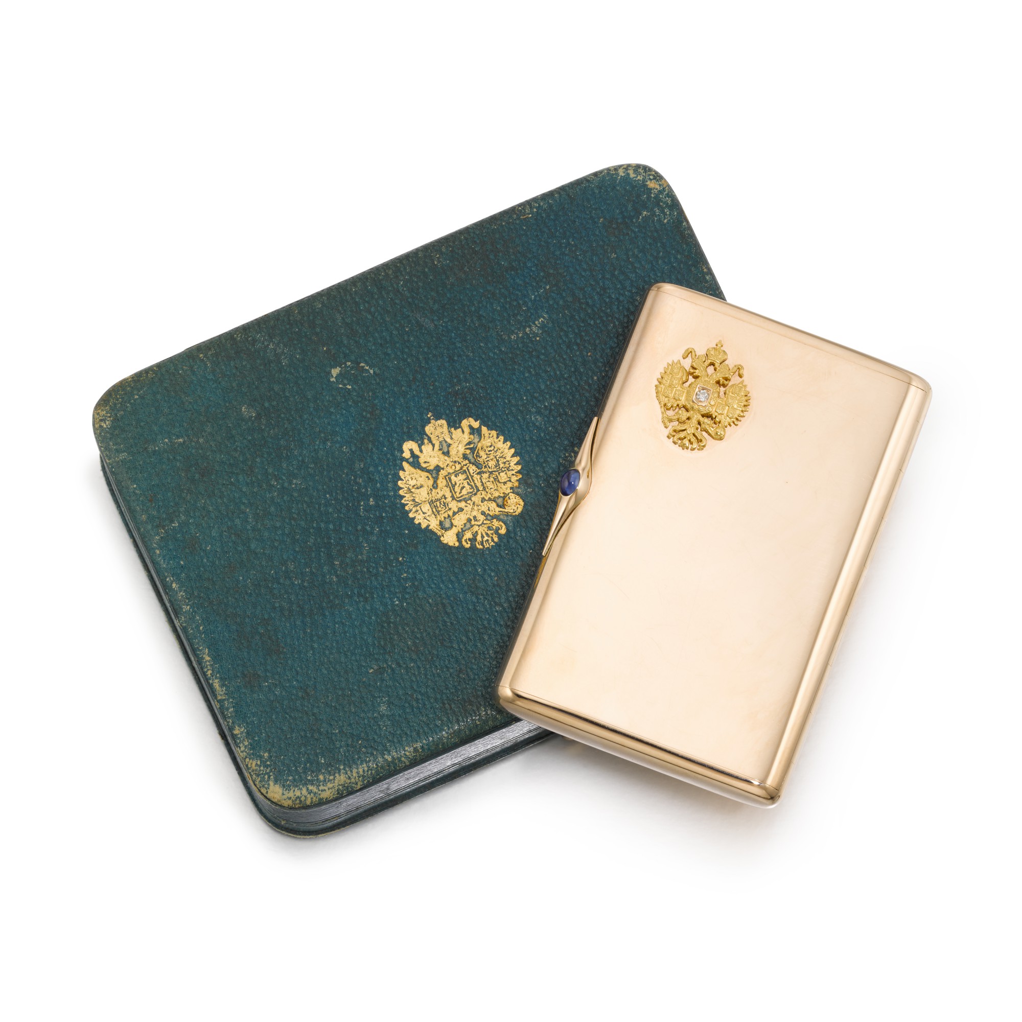 A jewelled gold Imperial Presentation cigarette case Ivanoff, St Petersburg, 1911 — A jewelled gold Imperial Presentation cigarette case, A.D. Ivanoff, St Petersburg, 1911