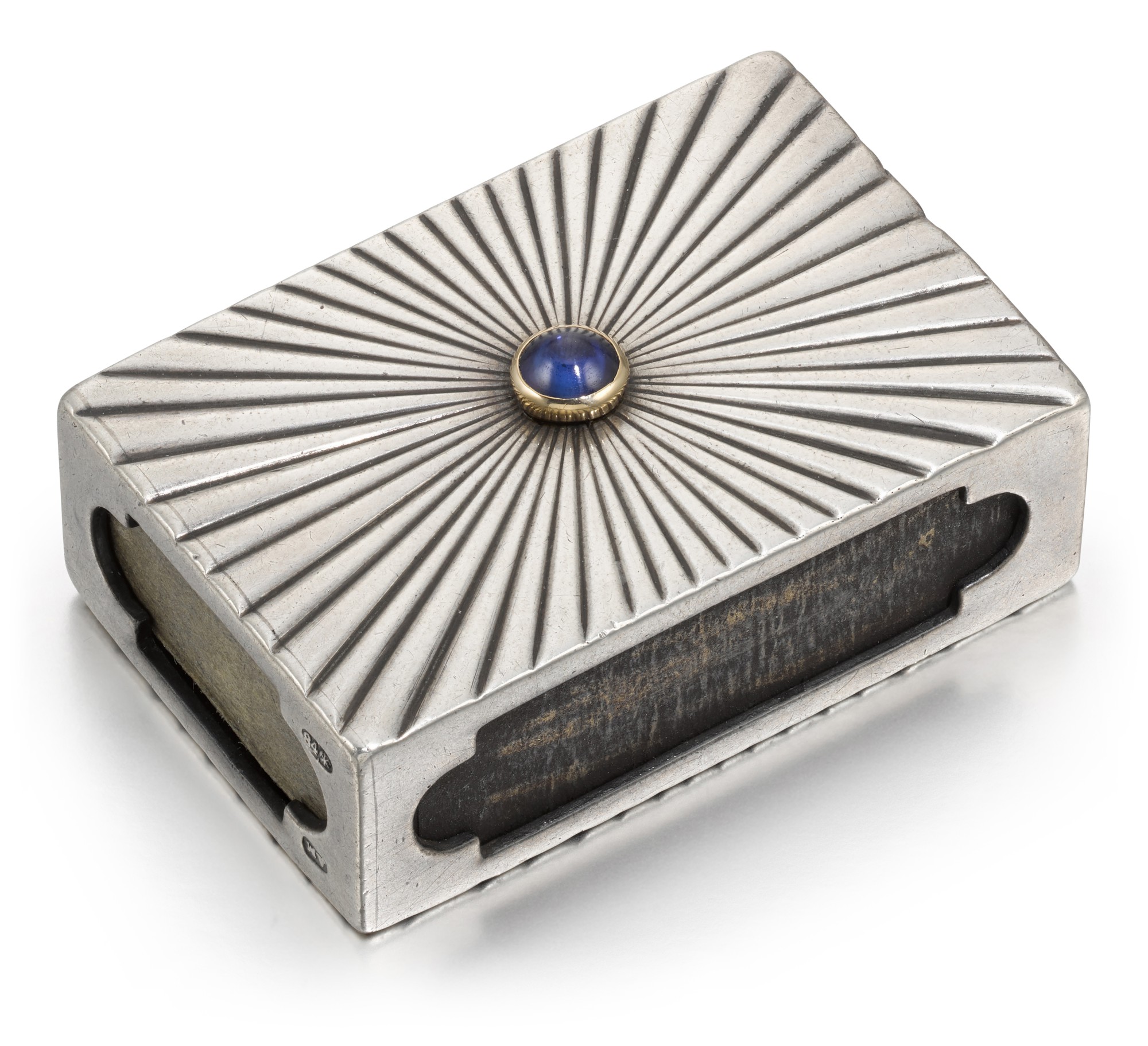 A Fabergé jewelled and gold-mounted silver match-box holder, workmaster Anders Mickelsson, St Petersburg, circa 1890 — A Fabergé jewelled and gold-mounted silver match-box holder, workmaster Anders Mickelsson, St Petersburg, circa 1890