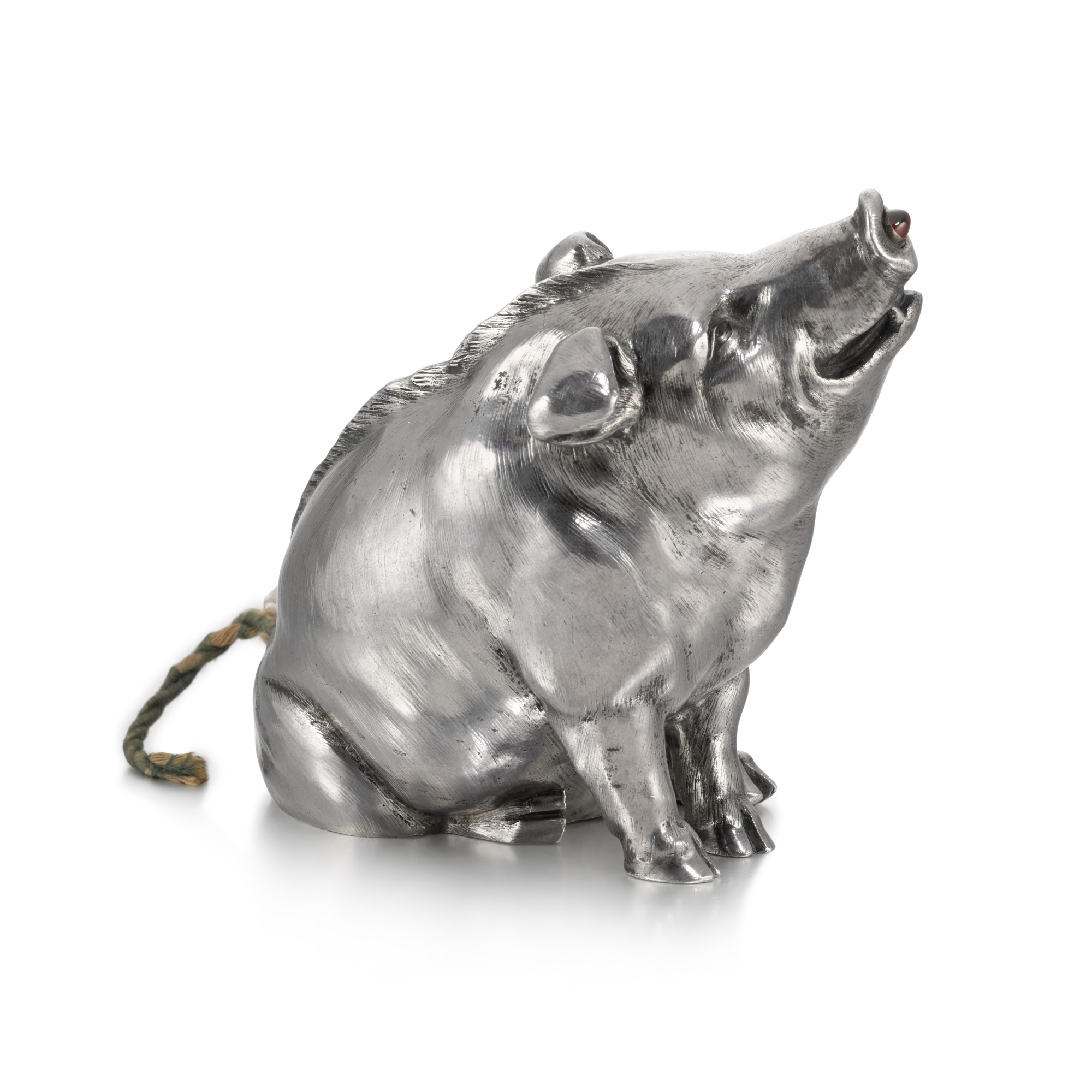 A Fabergé silver bell-push in the form of a seated boar, 1st Silver Artel, St Petersburg, 1908-1917 — A Fabergé silver bell-push in the form of a seated boar, 1st Silver Artel, St Petersburg, 1908-1917