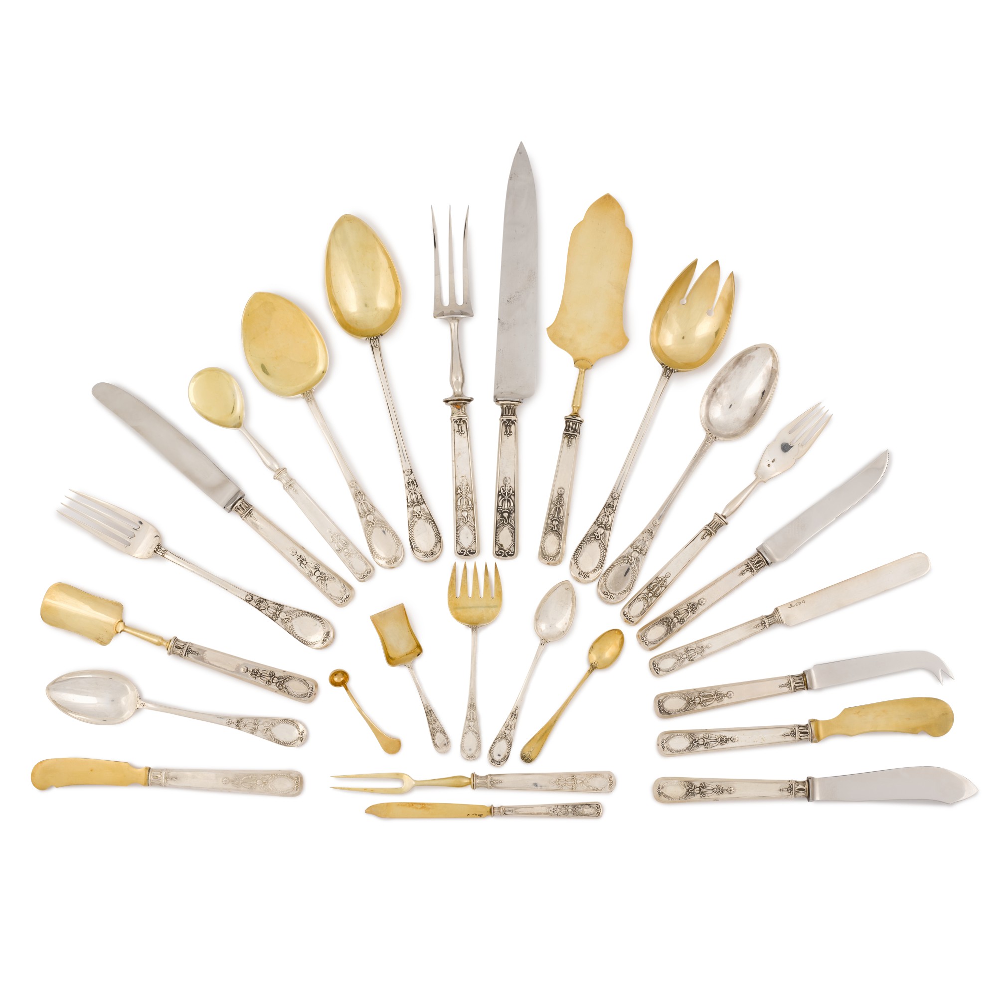 A Fabergé canteen of parcel-gilt cutlery, Moscow, circa 1900 — A Fabergé canteen of parcel-gilt cutlery, Moscow, circa 1900