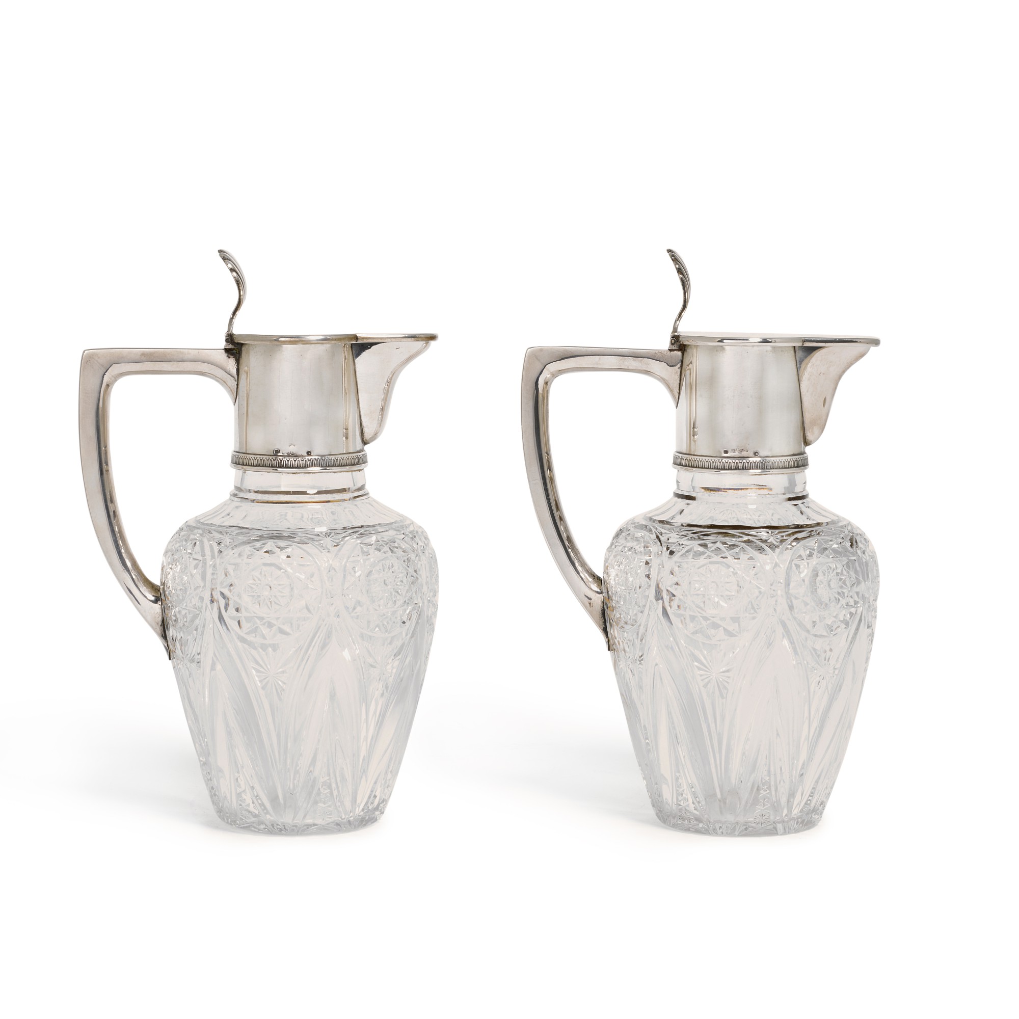 Unknown (Historical) — A pair of silver-mounted cut-glass and silver decanters, Lyubavin, Moscow, circa 1899-1908 