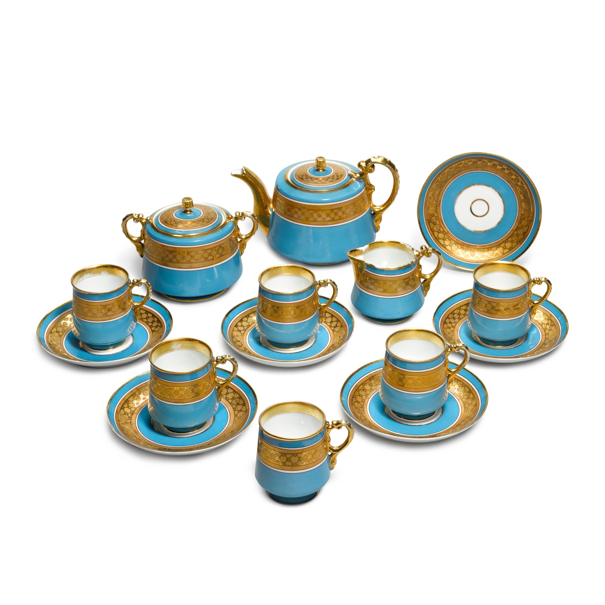 A porcelain tea service, Gardner Porcelain Factory, Verbilki, late 19th century — A porcelain tea service, Gardner Porcelain Factory, Verbilki, late 19th century