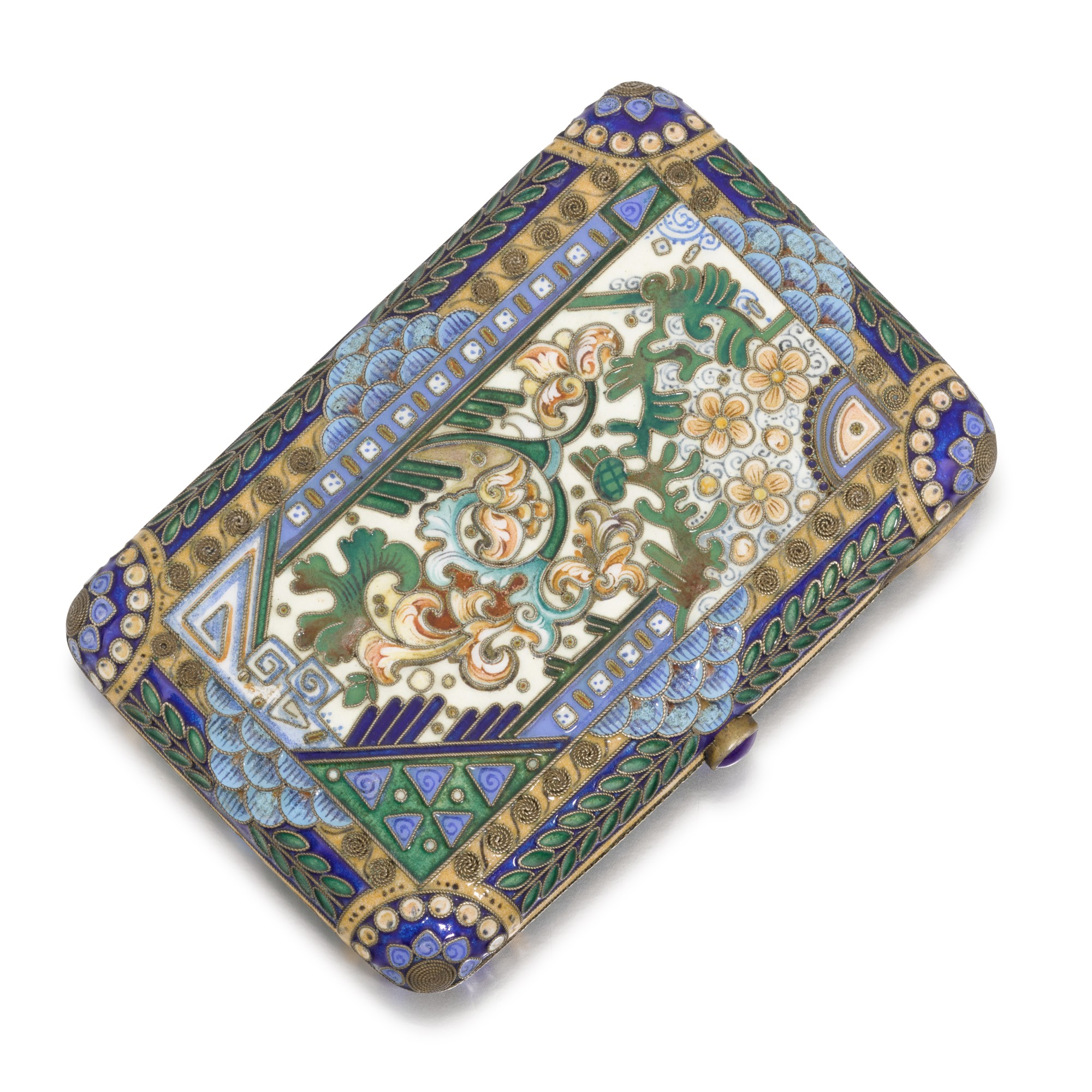 Unknown (Historical) — A silver-gilt cloisonné enamel cigarette case, probably Moscow, 1908-1917