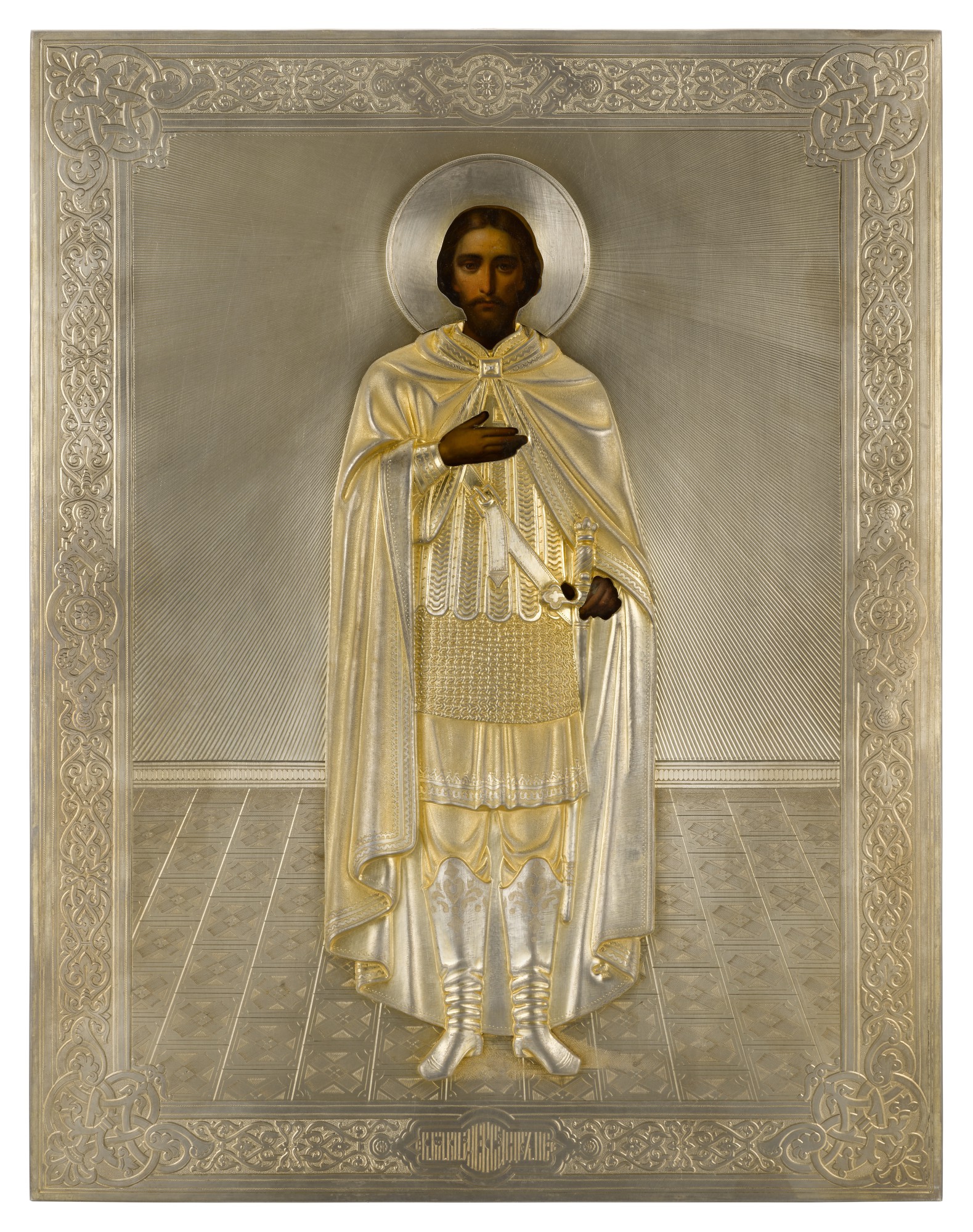 Unknown — A silver icon of St Alexander Nevsky, Pavel Ovchinnikov, 1889