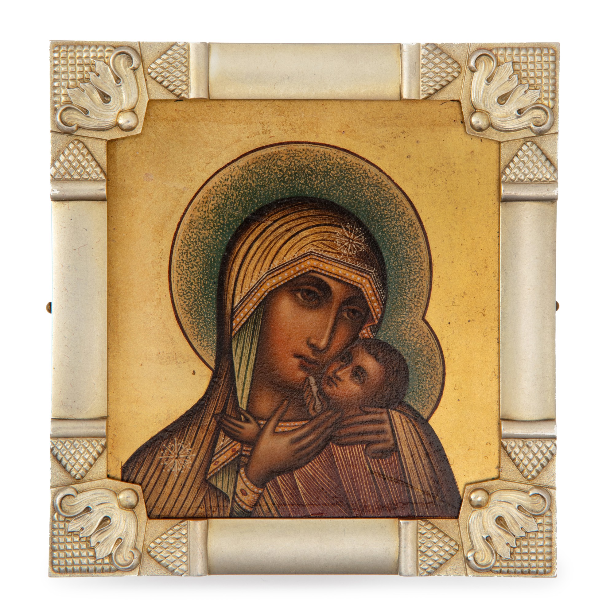 A Fabergé silver-gilt icon of Our Lady Kasperovskaya, Moscow, 1908-1917 — A Fabergé silver-gilt icon of Our Lady Kasperovskaya, Moscow, 1908-1917