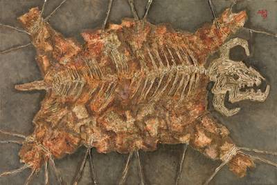 Composition with Bull Hide