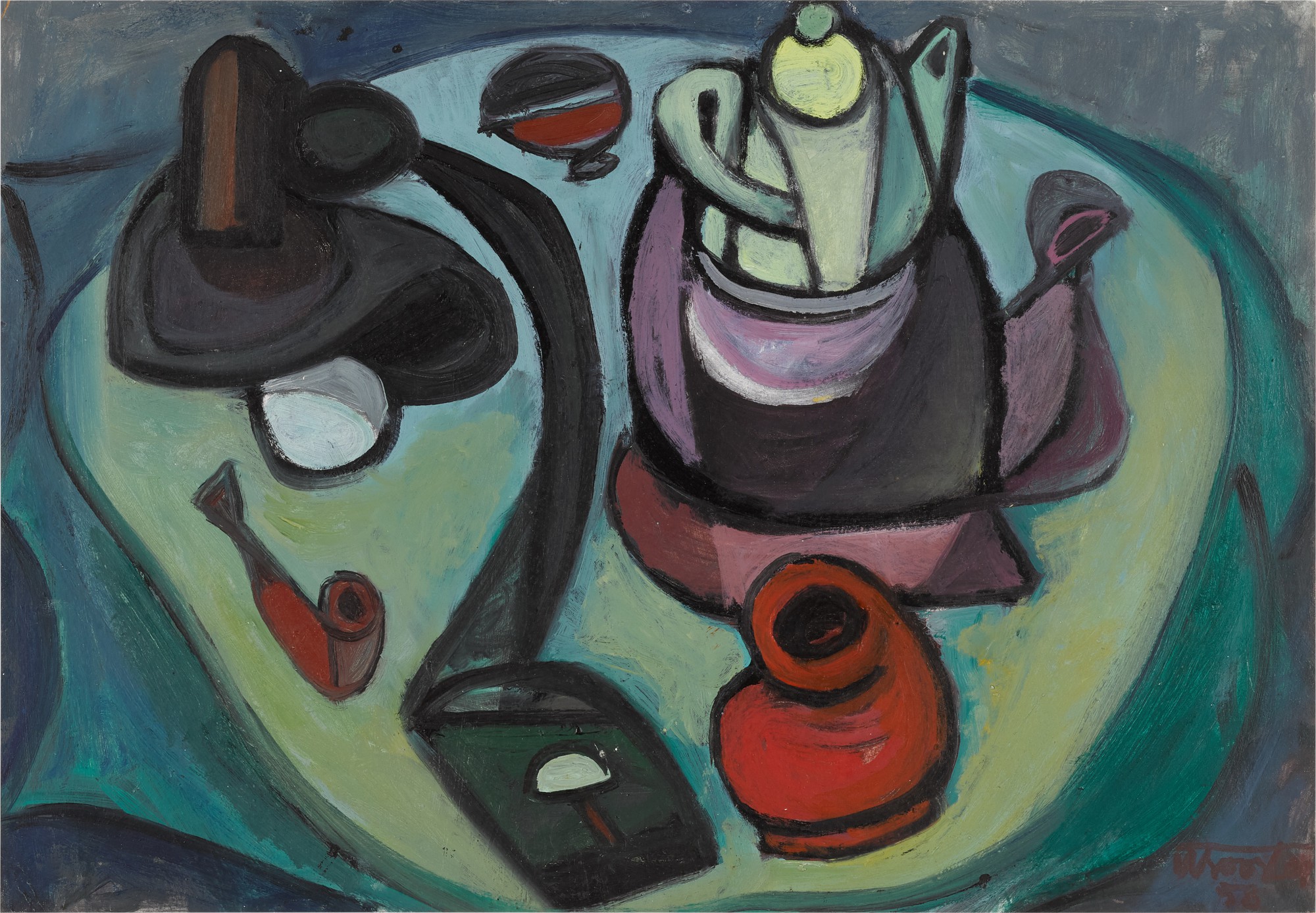 Ülo Sooster — Still Life with Pipe and Teapot