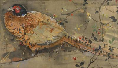 Cock Pheasant with Foliage and Berries 