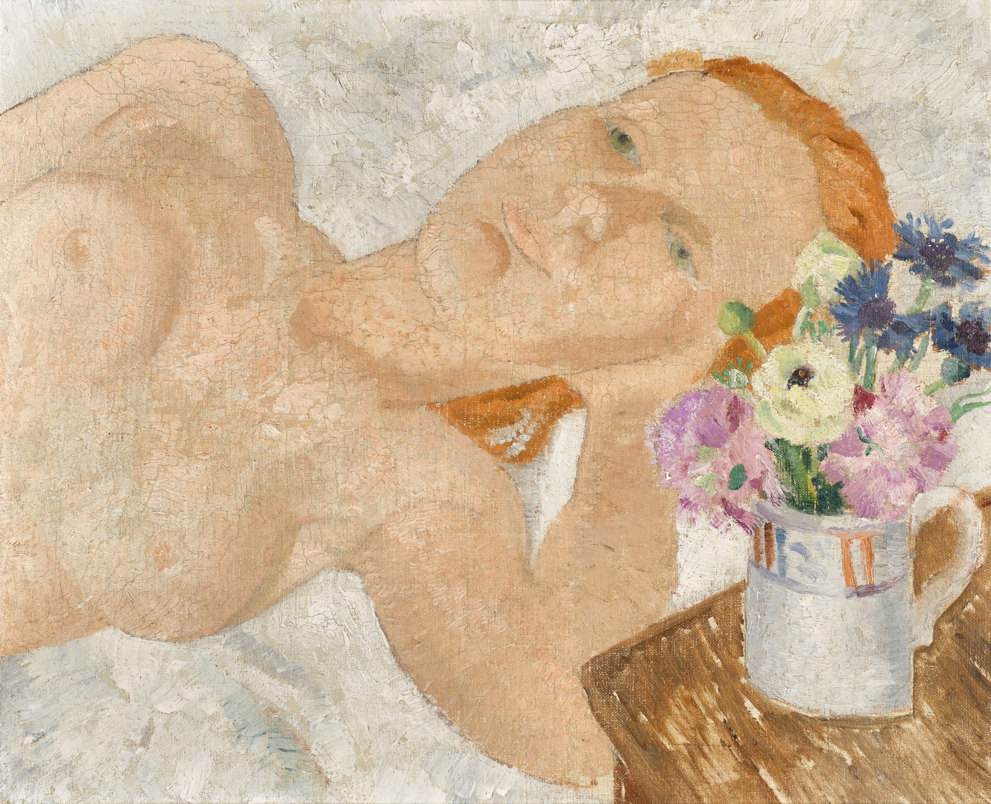 Reclining Nude and Flowers