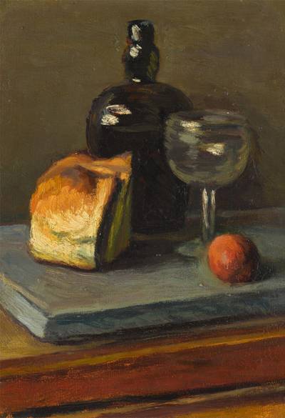 Still Life with Bread, Bottle and Wine Glass