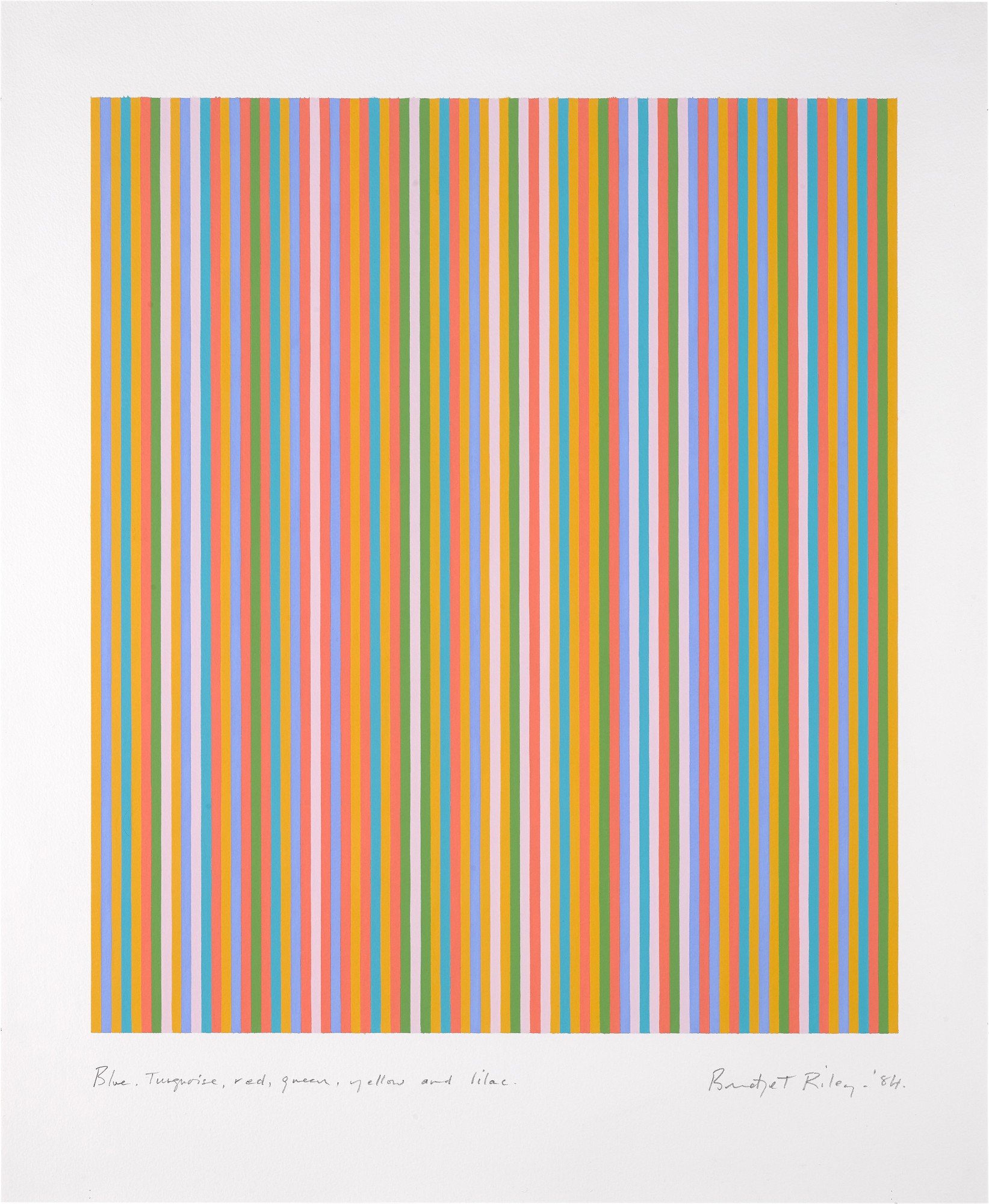 Bridget Riley — Blue, Turquoise, Red, Green, Yellow and Lilac
