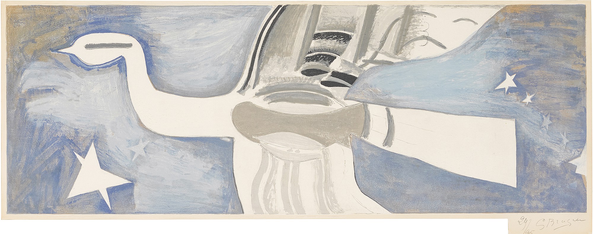 After Georges Braque — Grand oiseau bleu (cf. Maeght 1016)