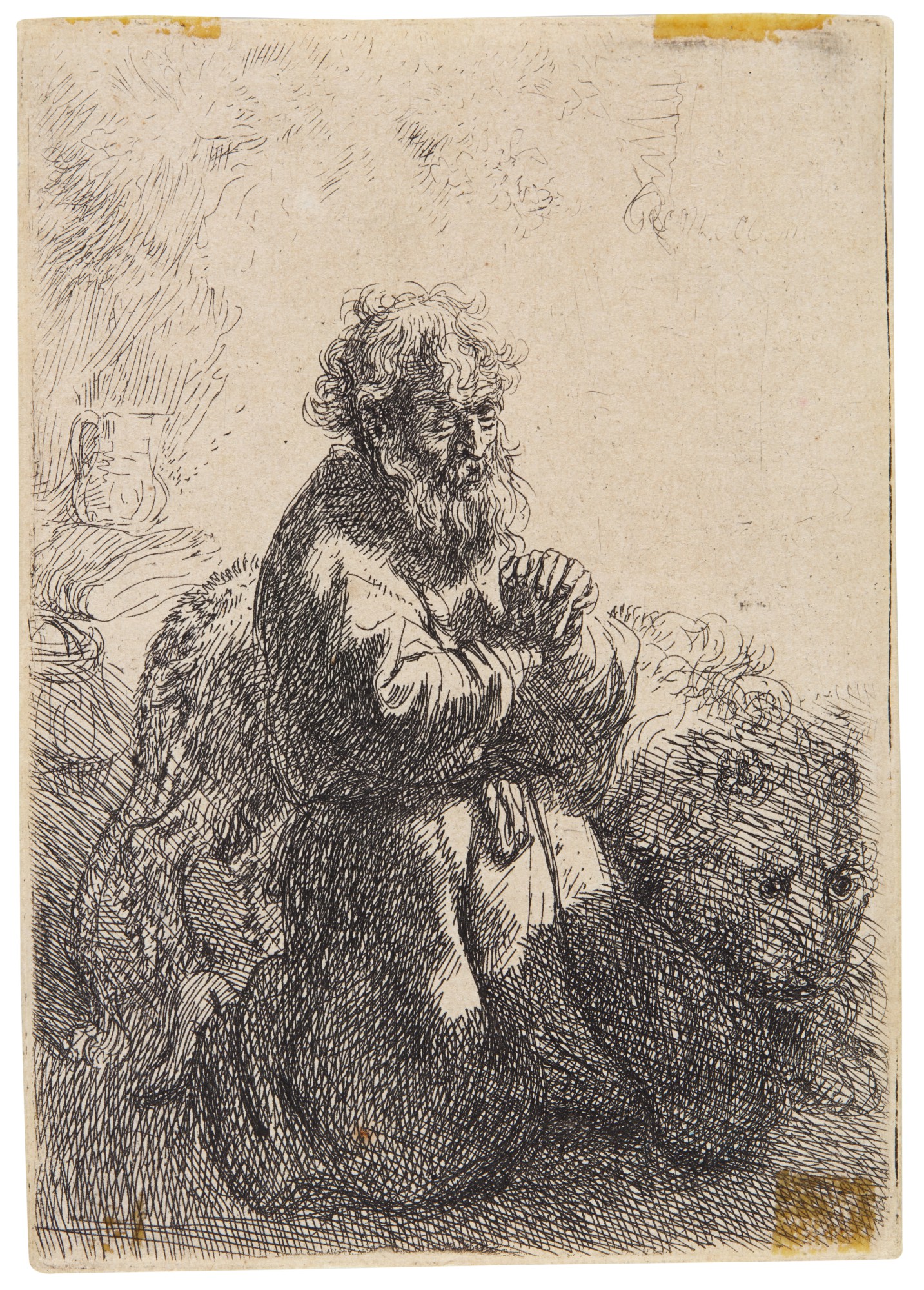 Rembrandt Harmensz. van Rijn — St Jerome Kneeling in Prayer, Looking Down (B., Holl. 102; New Holl. 142; H. 140)