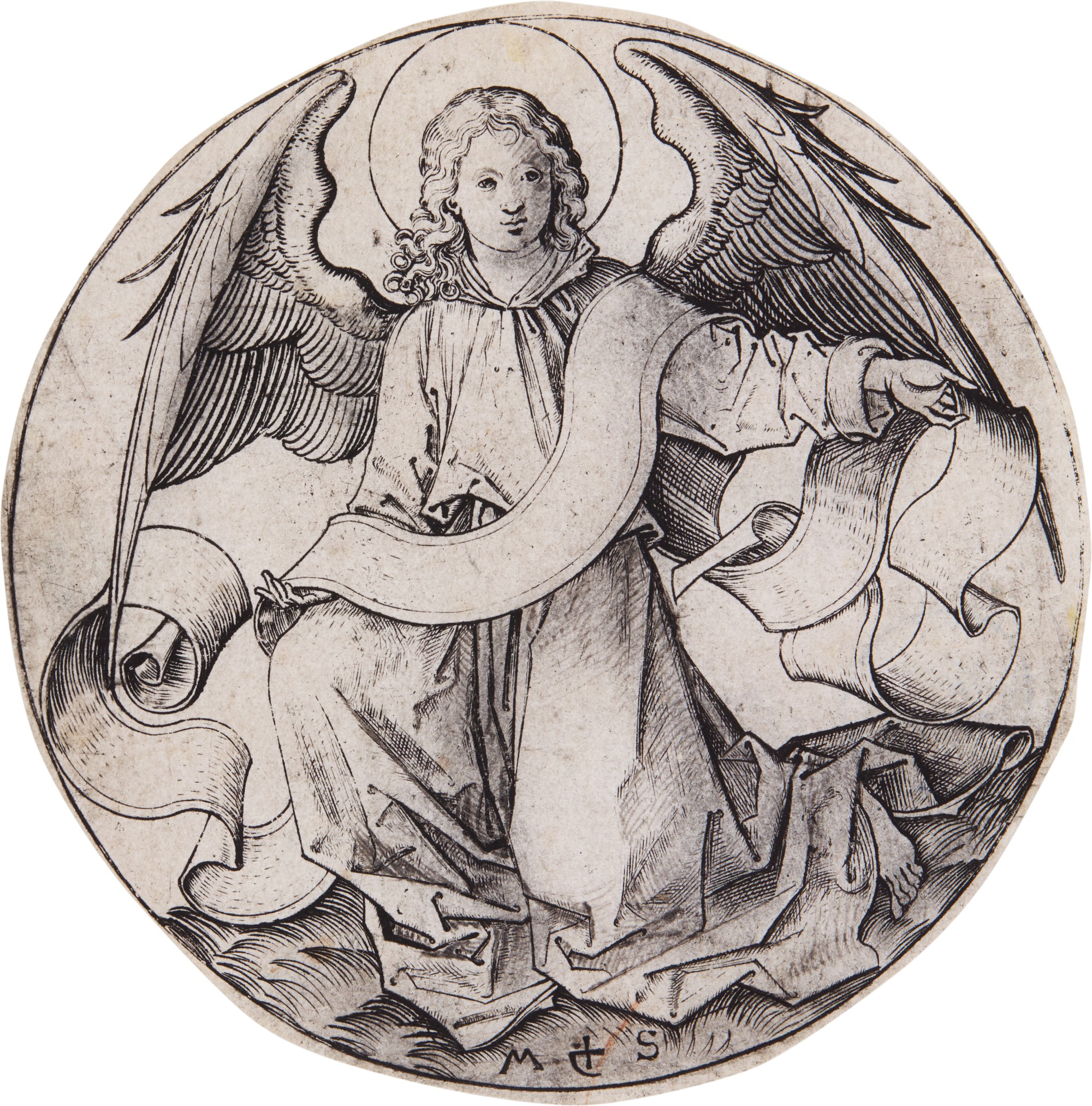 Martin Schongauer — The Angel of Saint Matthew (B. 73; Holl., L. 72)