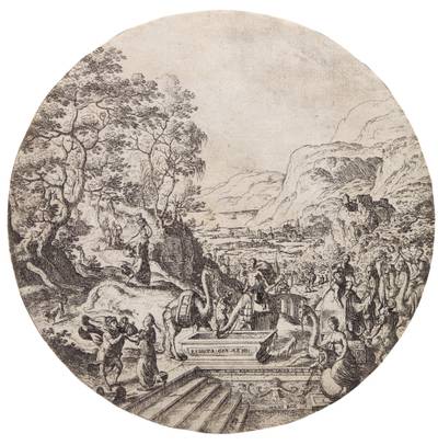 Eleazar and Rebecca at the Well (Hollstein 7)