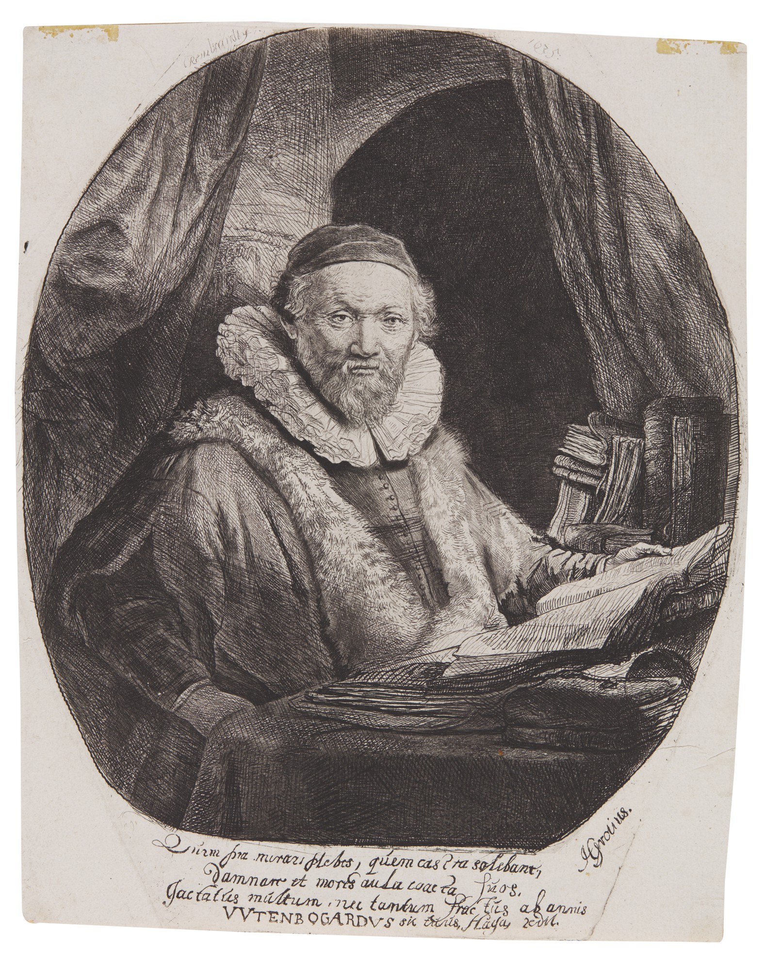 Rembrandt Harmensz. van Rijn — Jan Uytenbogaert, Preacher of the Remonstrants (B., Holl. 279; New Holl. 153; H. 128)