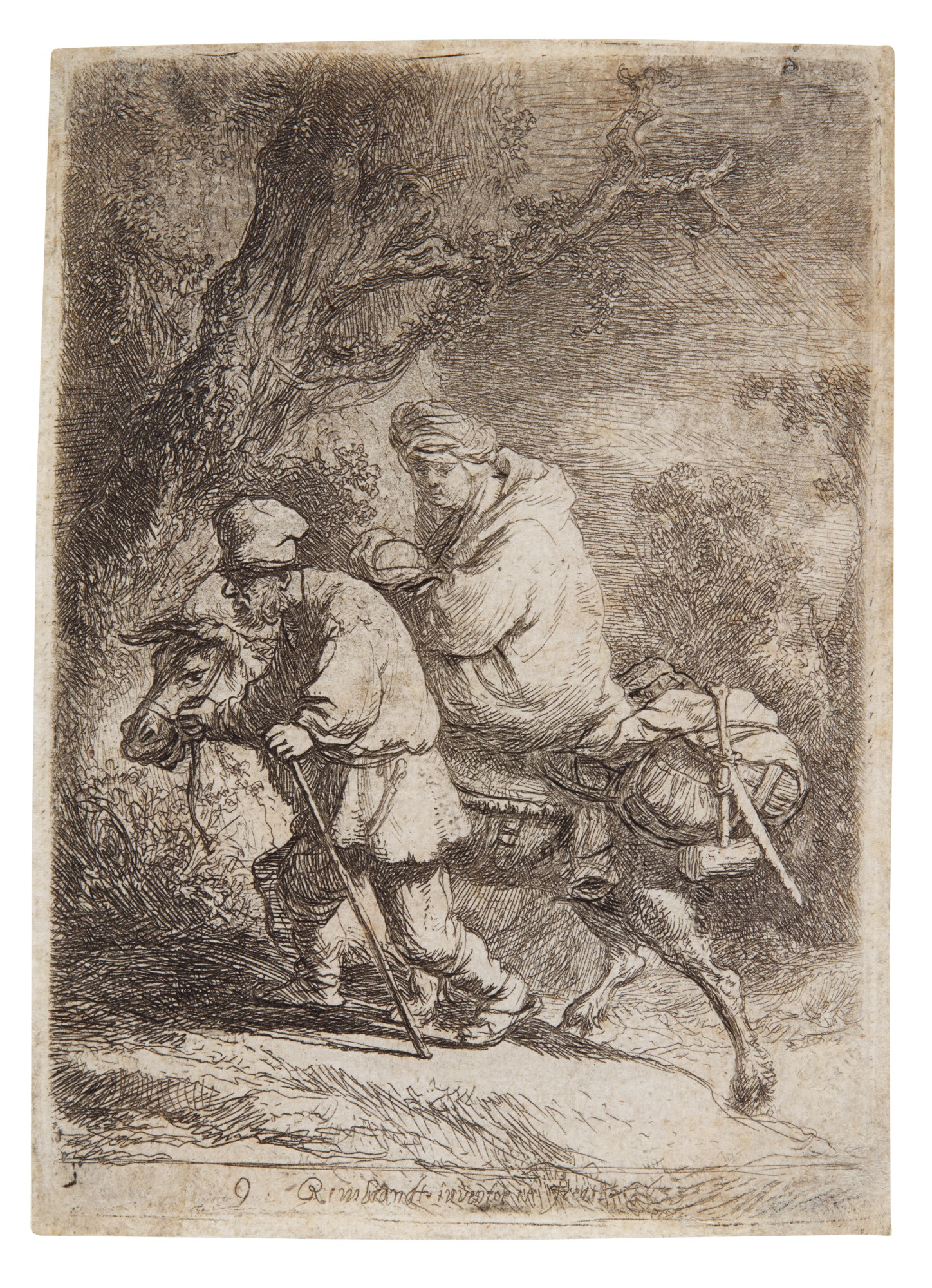 Rembrandt Harmensz. van Rijn — The Flight into Egypt: Small (B., Holl. 52; New Holl. 117; H. 105)