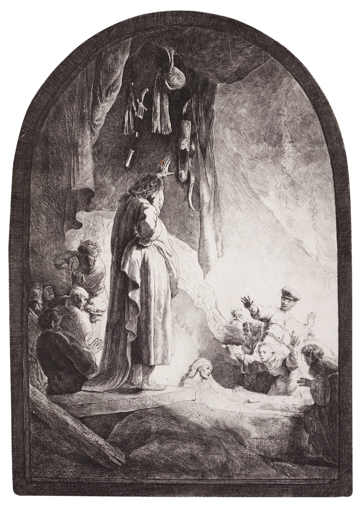 Rembrandt Harmensz. van Rijn — The Raising of Lazarus: The Larger Plate (B., Holl. 73; New Holl. 113; H. 96)