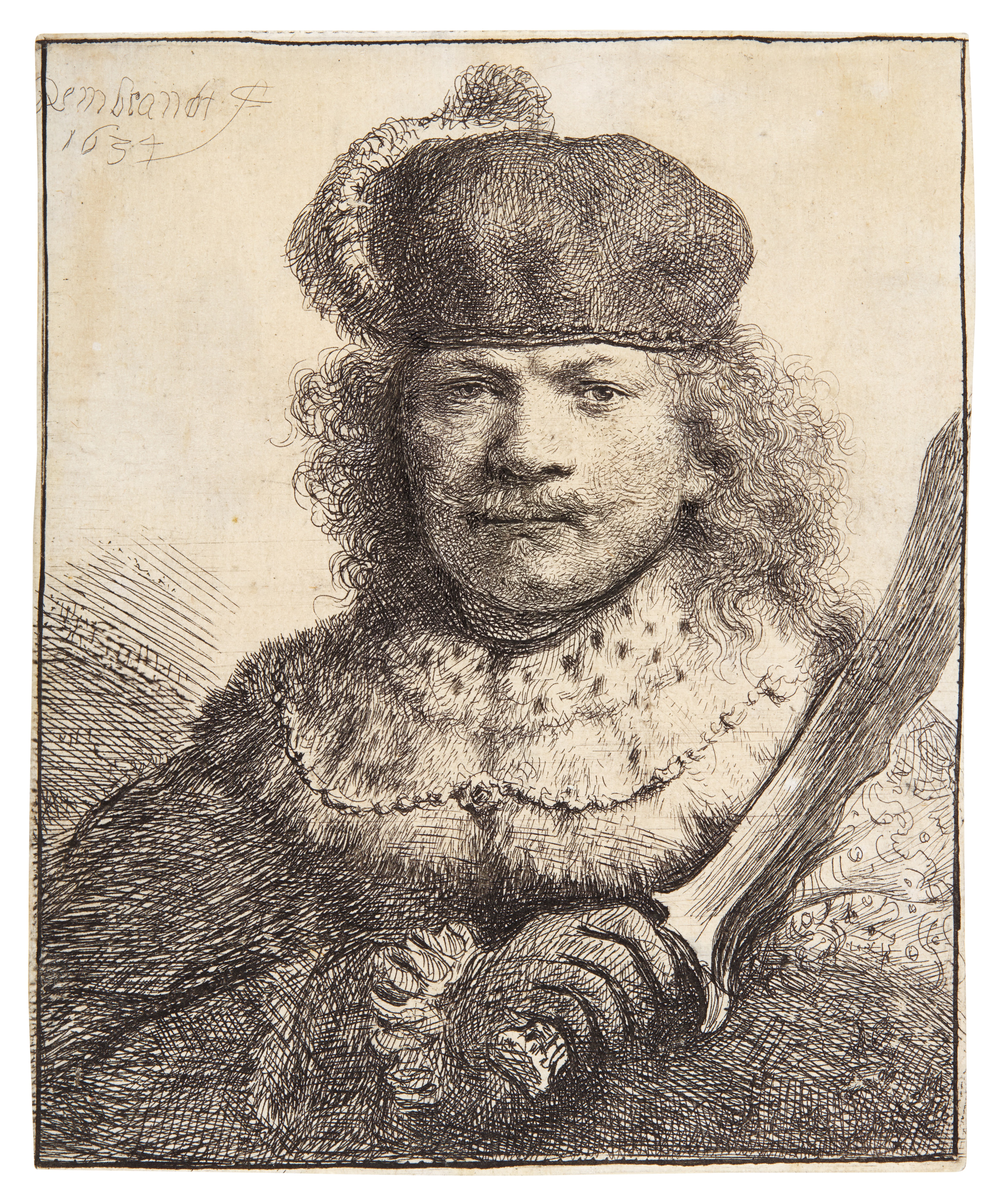 Rembrandt Harmensz. van Rijn — Self-Portrait with Raised Sabre (B., Holl. 18; New Holl. 134; H. 109)