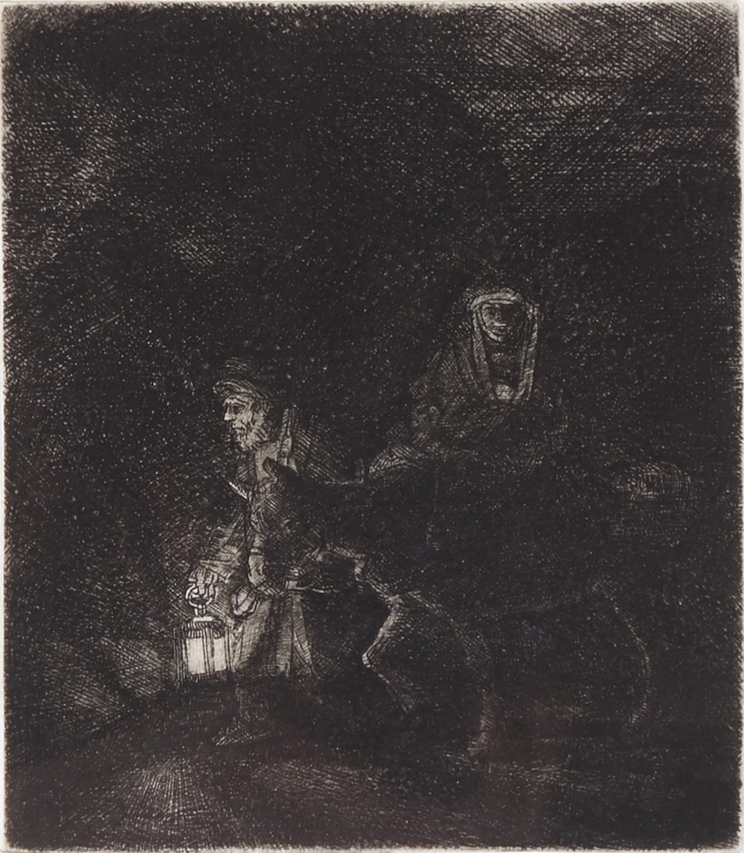 Rembrandt Harmensz. van Rijn — The Flight into Egypt (A Night Piece) (B., Holl. 53; New Holl. 262; H. 253)