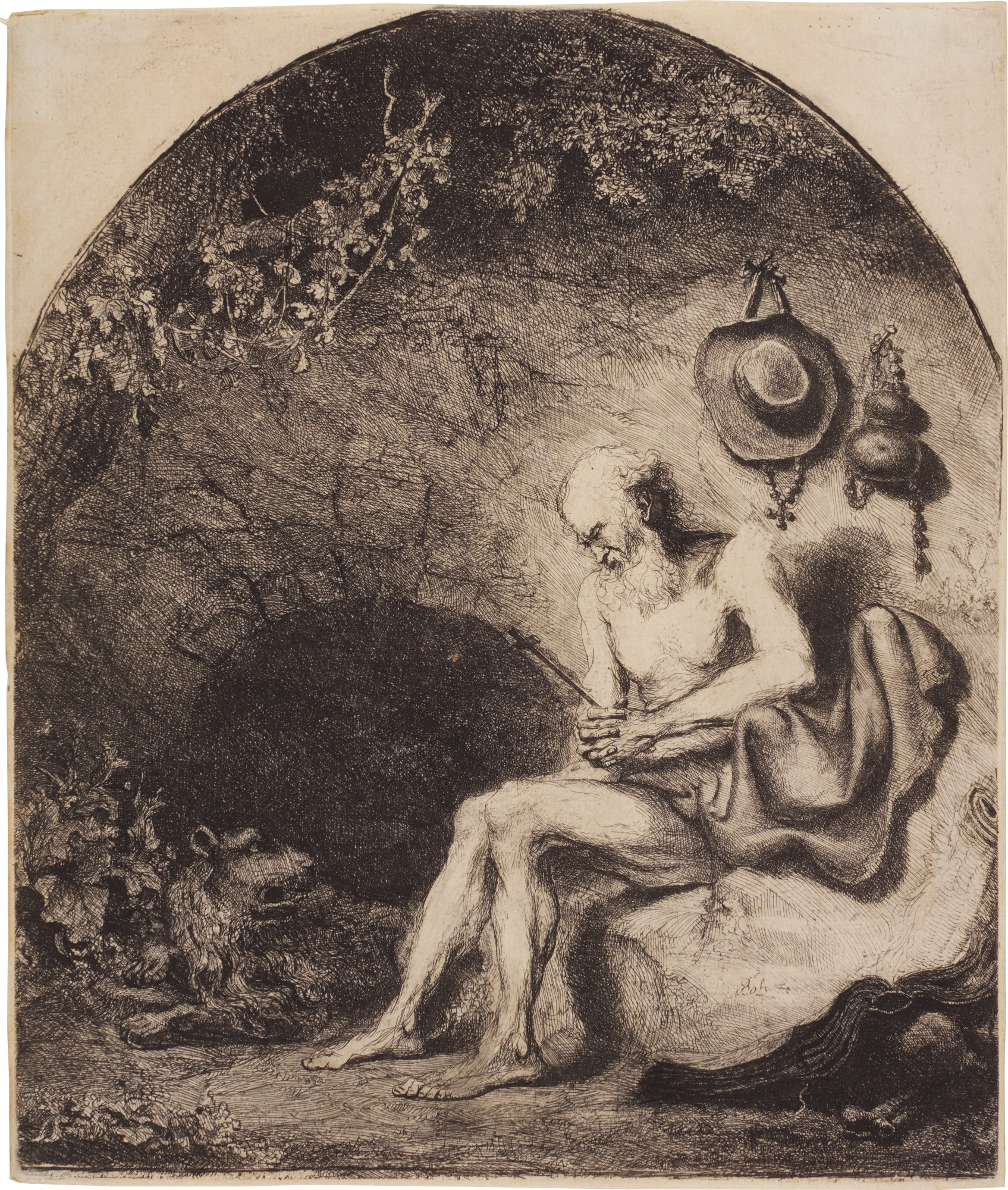 St. Jerome in the Cave (Bartsch, Hollstein 3)