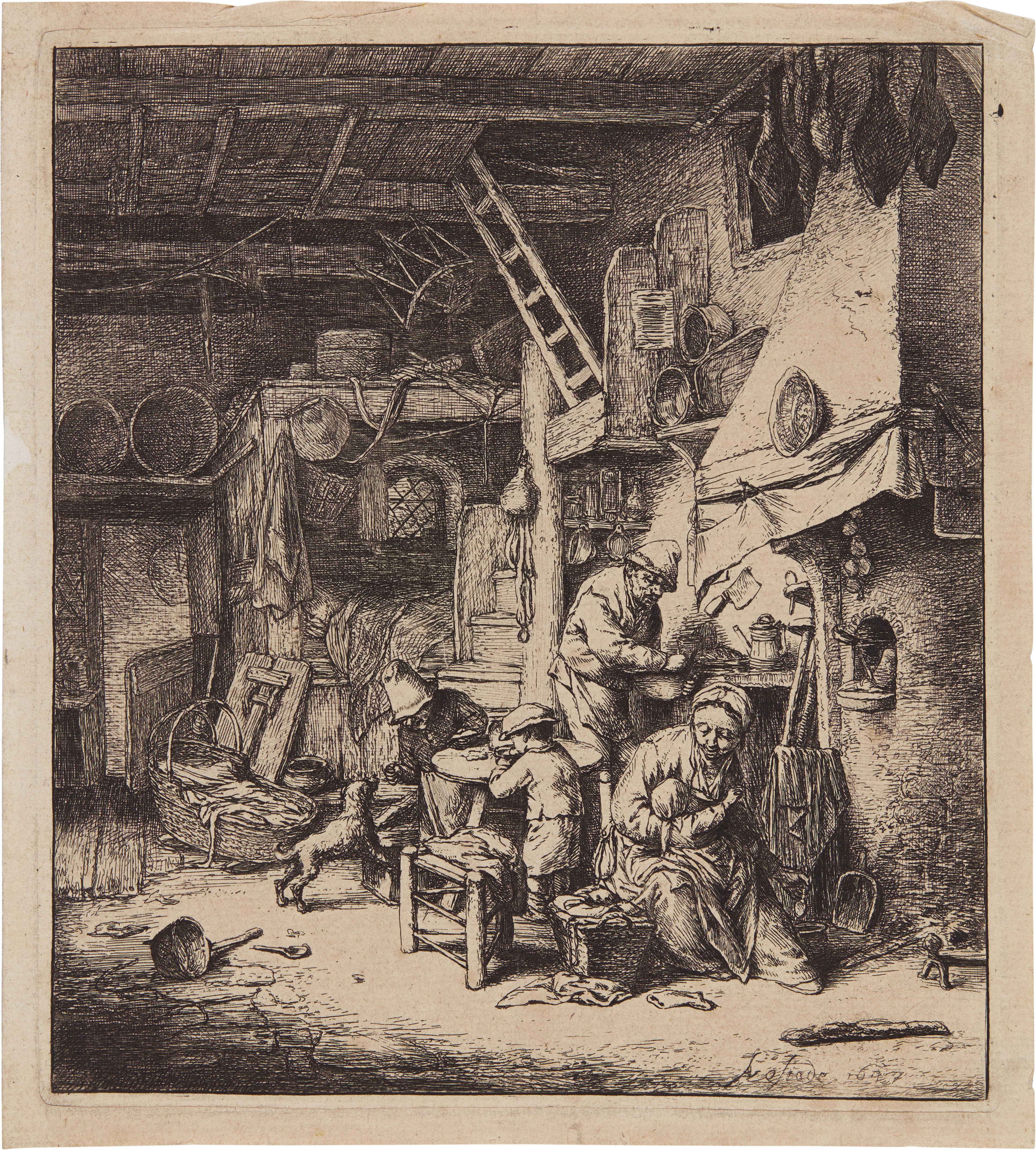 Adriaen van Ostade — The Family (Godefroy, Hollstein 46)