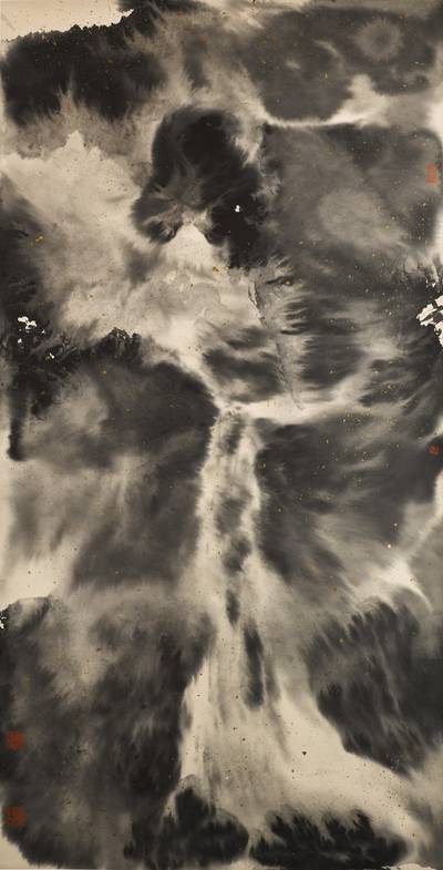 陳偉農 山水系列-通景十條屏其一 水墨灑金紙本 立軸