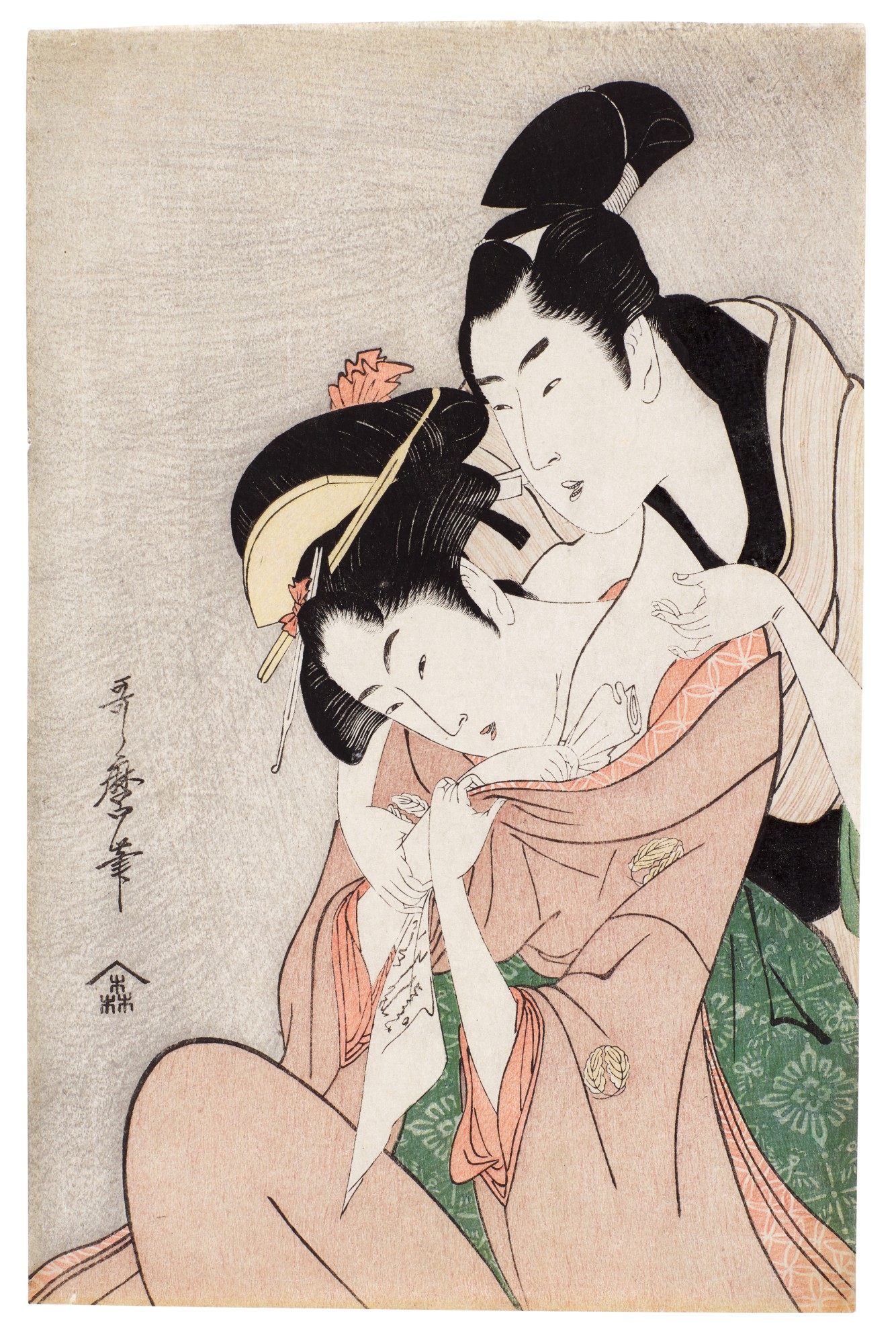 Kitagawa Utamaro (1754-1806) Beauty holding a letter from her lover, Edo period, late 18th - early 19th century