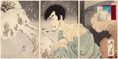 Tsukioka Yoshitoshi (1839-1892) Snow: The actor Onoe Baiko V in the role of Iwakura Sogen (Yuki: Iwakura no Sogen, Onoe Baiko), Meiji period, late 19th century