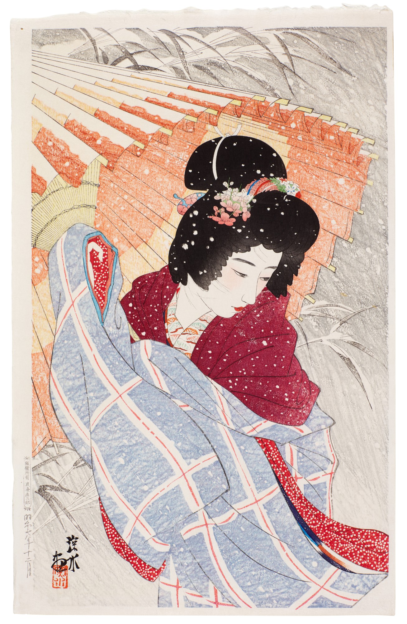 Ito Shinsui (1898-1972) Snowstorm (Fubuki), Showa period, 20th century