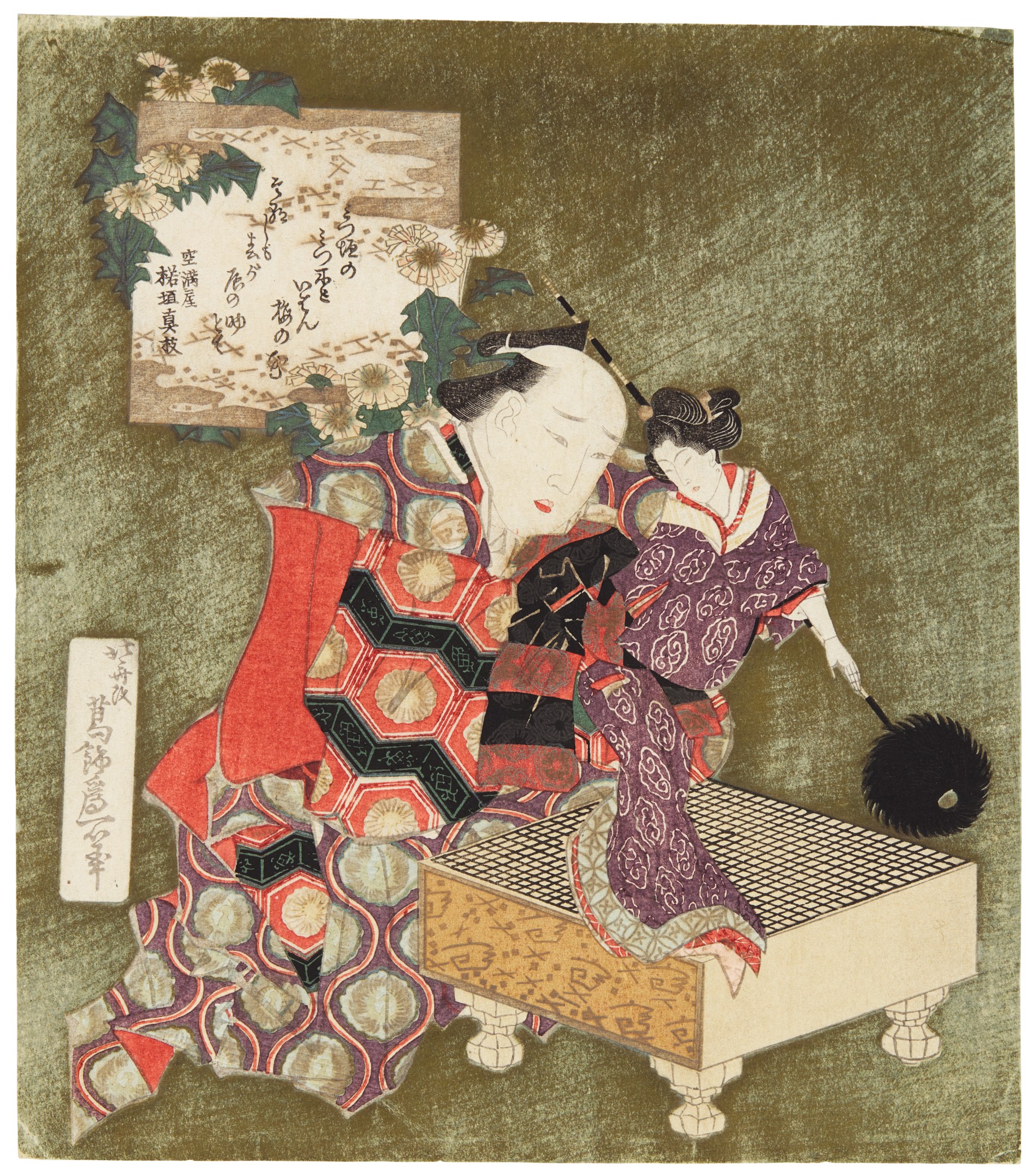 Katsushika Hokusai (1760-1849) Puppeteer beside a go board, Edo period, 19th century