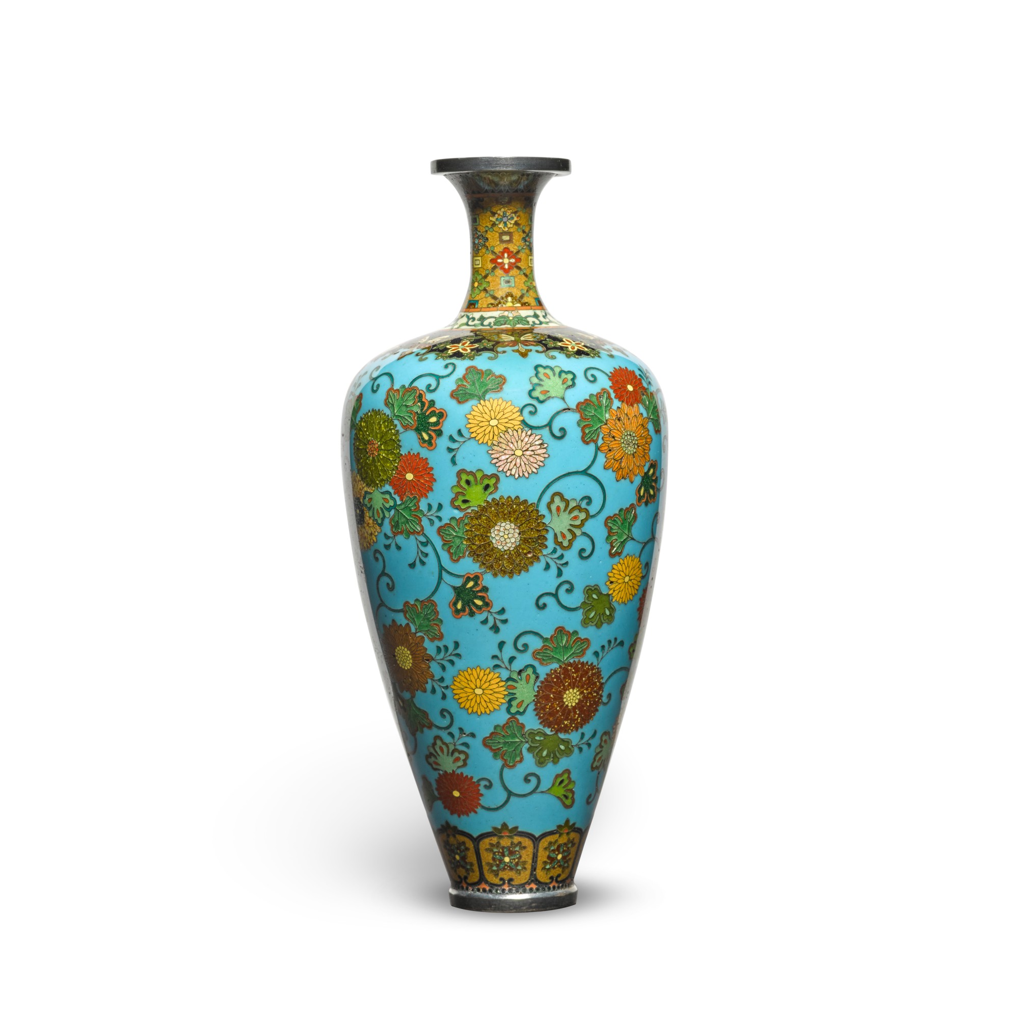 A cloisonné enamel vase — Signed on a silver tablet Kyoto Namikawa (workshop of Namikawa Yasuyuki, 1845–1927) | Meiji period, late 19th century
