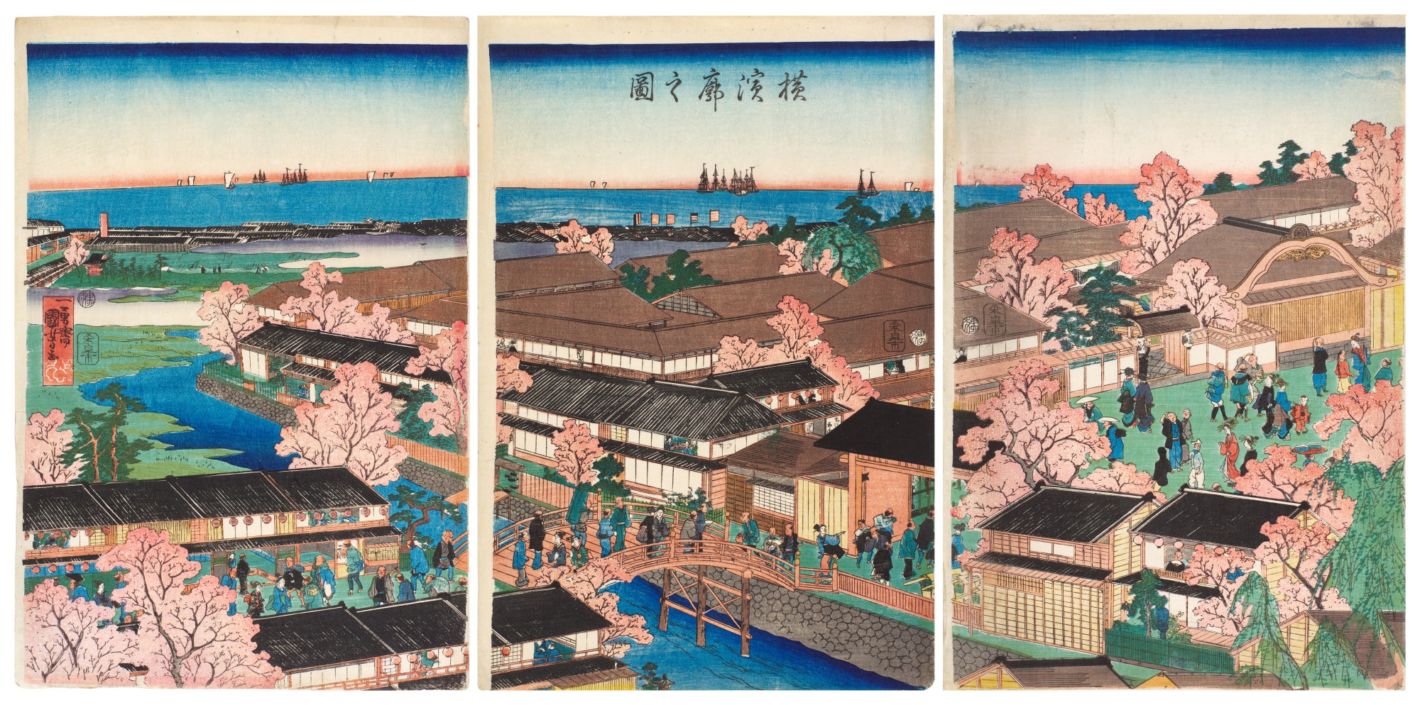 View of the Pleasure Quarters of Yokohama (Yokohama kuruwa no zu) | Edo period, 19th century
