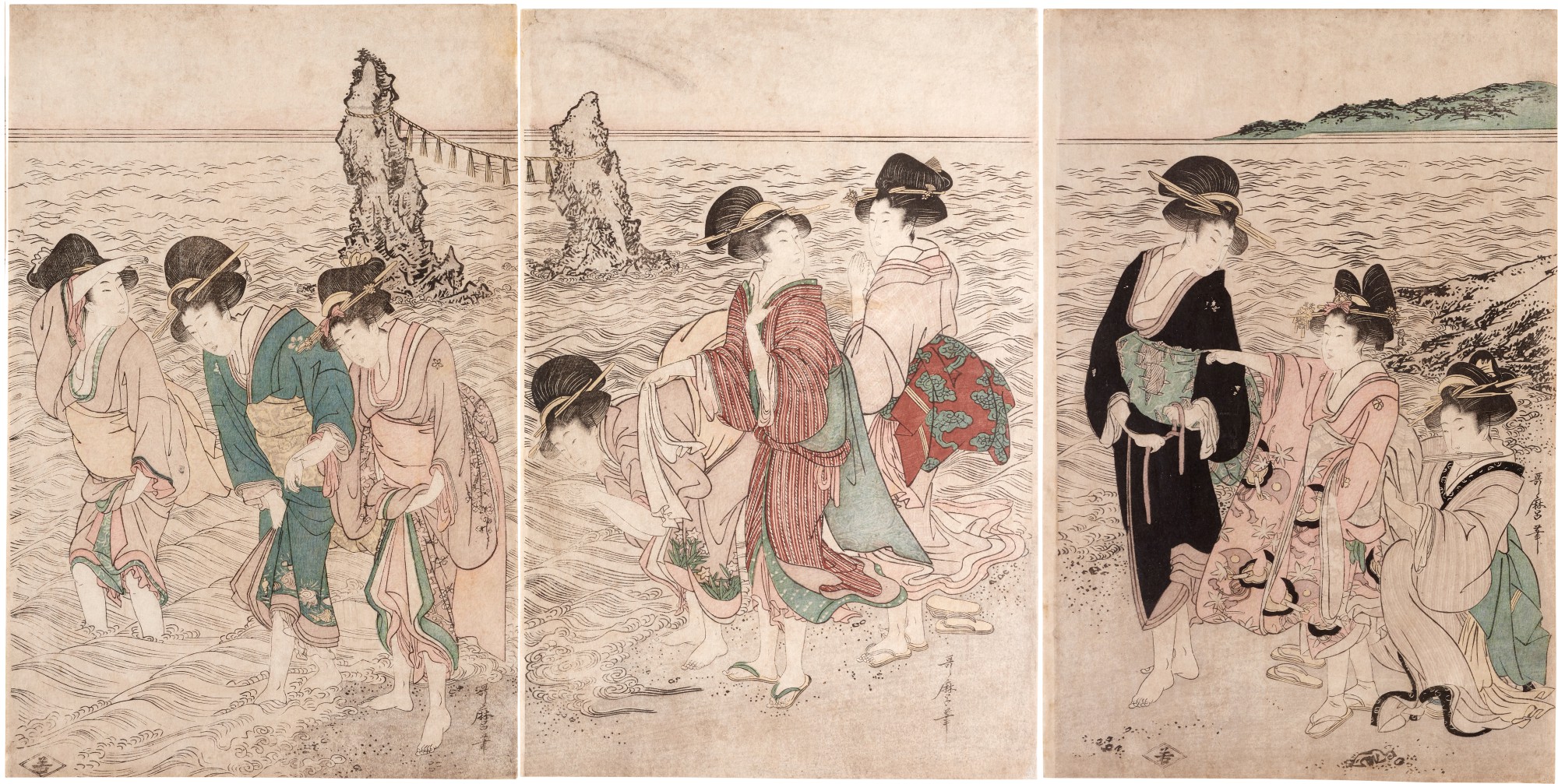 Women on the beach at Futami-ga-ura | Edo period, early 19th century
