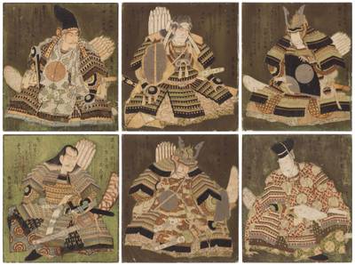 A complete set of six surimono of the series Warriors as the Six Famous Poets (Buke Rokkasen) | Edo period, 19th century