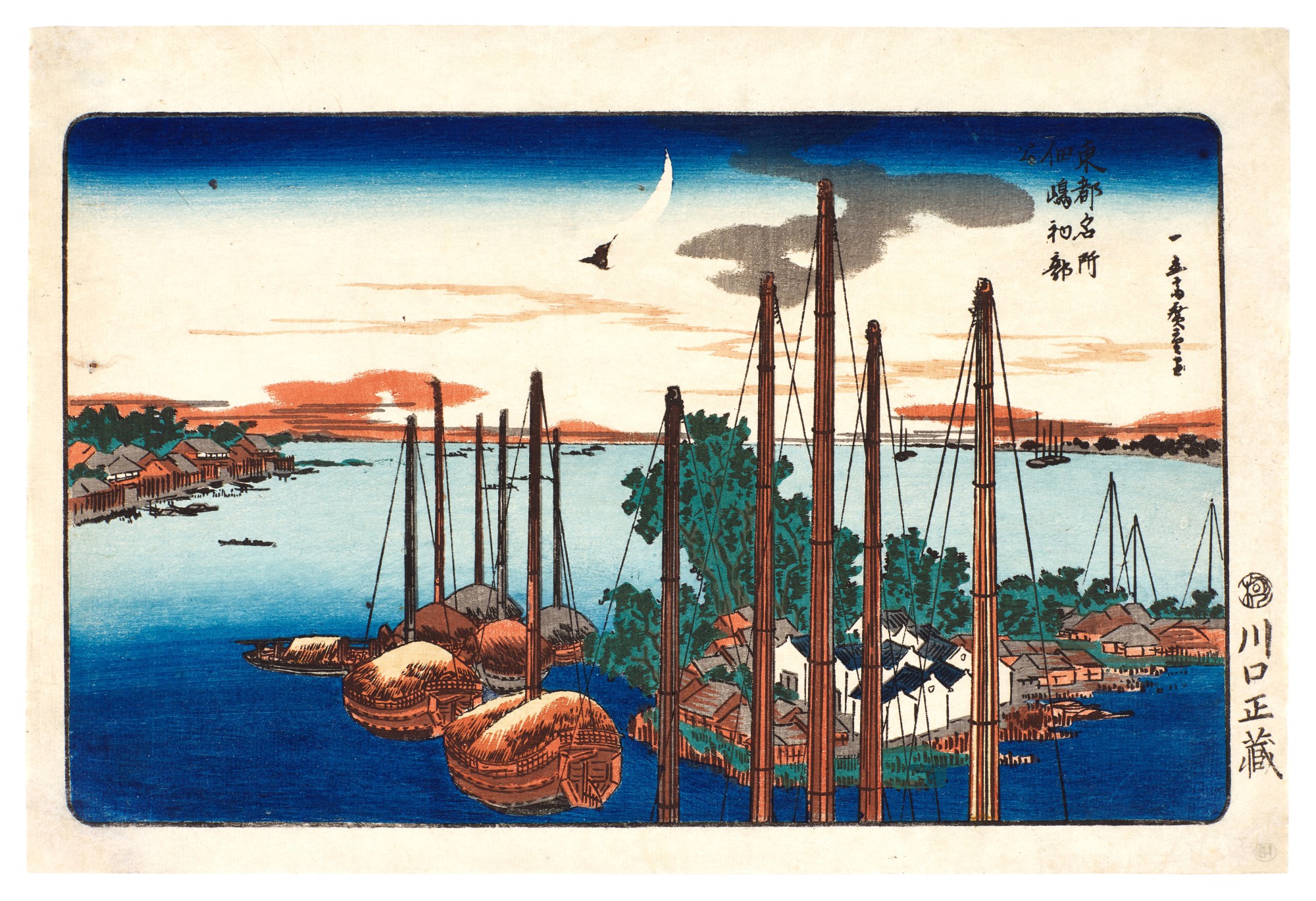 First Cuckoo of the Year at Tsukudajima (Tsukudajima hatsu hototogisu) | Edo period, 19th century