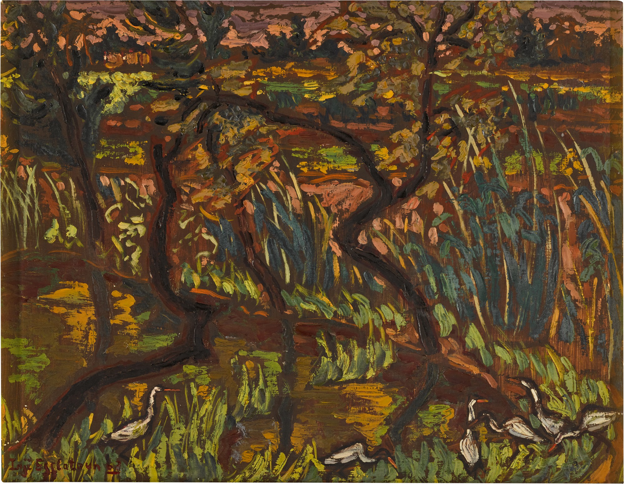 Landscape with Trees and Egrets (From the Prison Series)