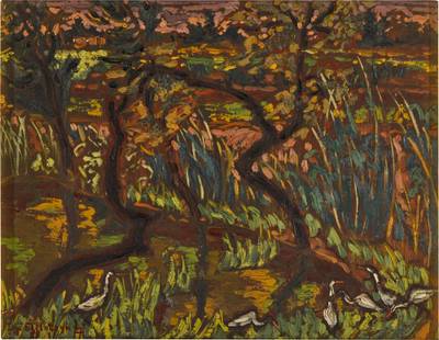 Landscape with Trees and Egrets (From the Prison Series)