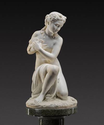 Young Girl protecting a Bird from a Snake