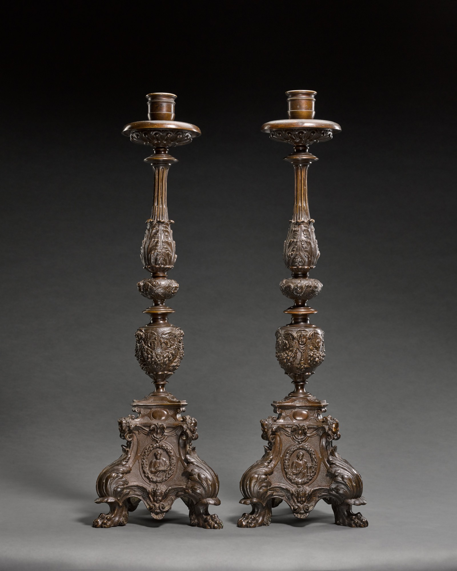 Italian, probably Venice, 17th/ 18th century — Pair of Candlesticks