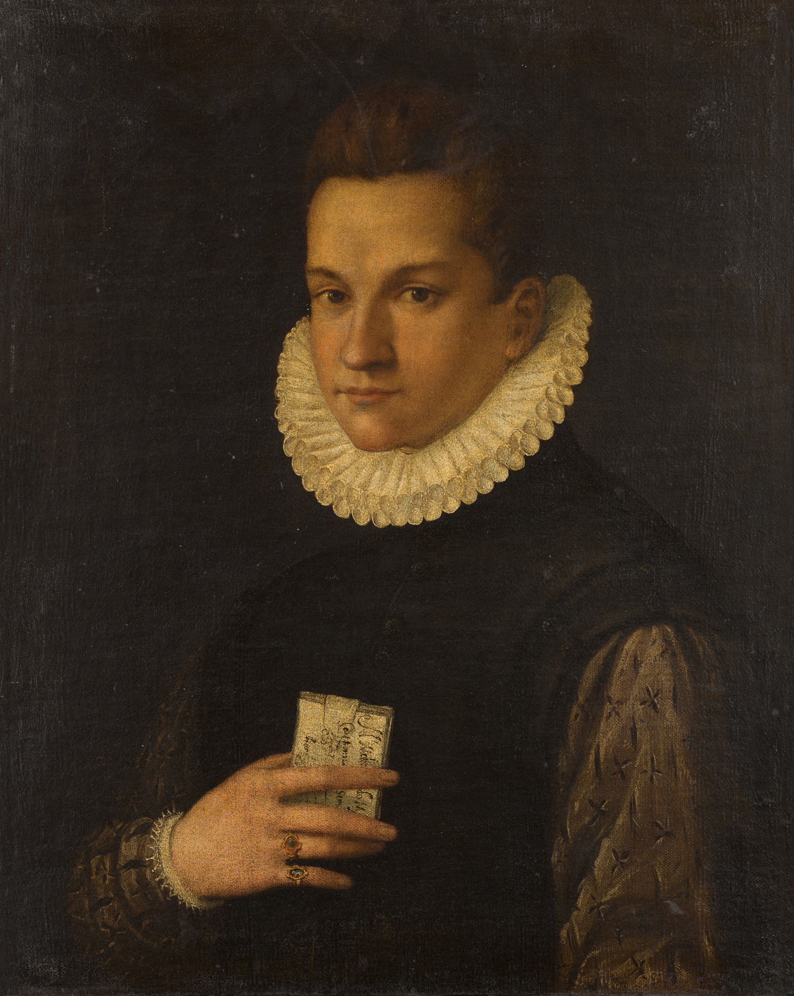 Cremonese School, second half of the 16th century — Portrait of a young man holding a letter
