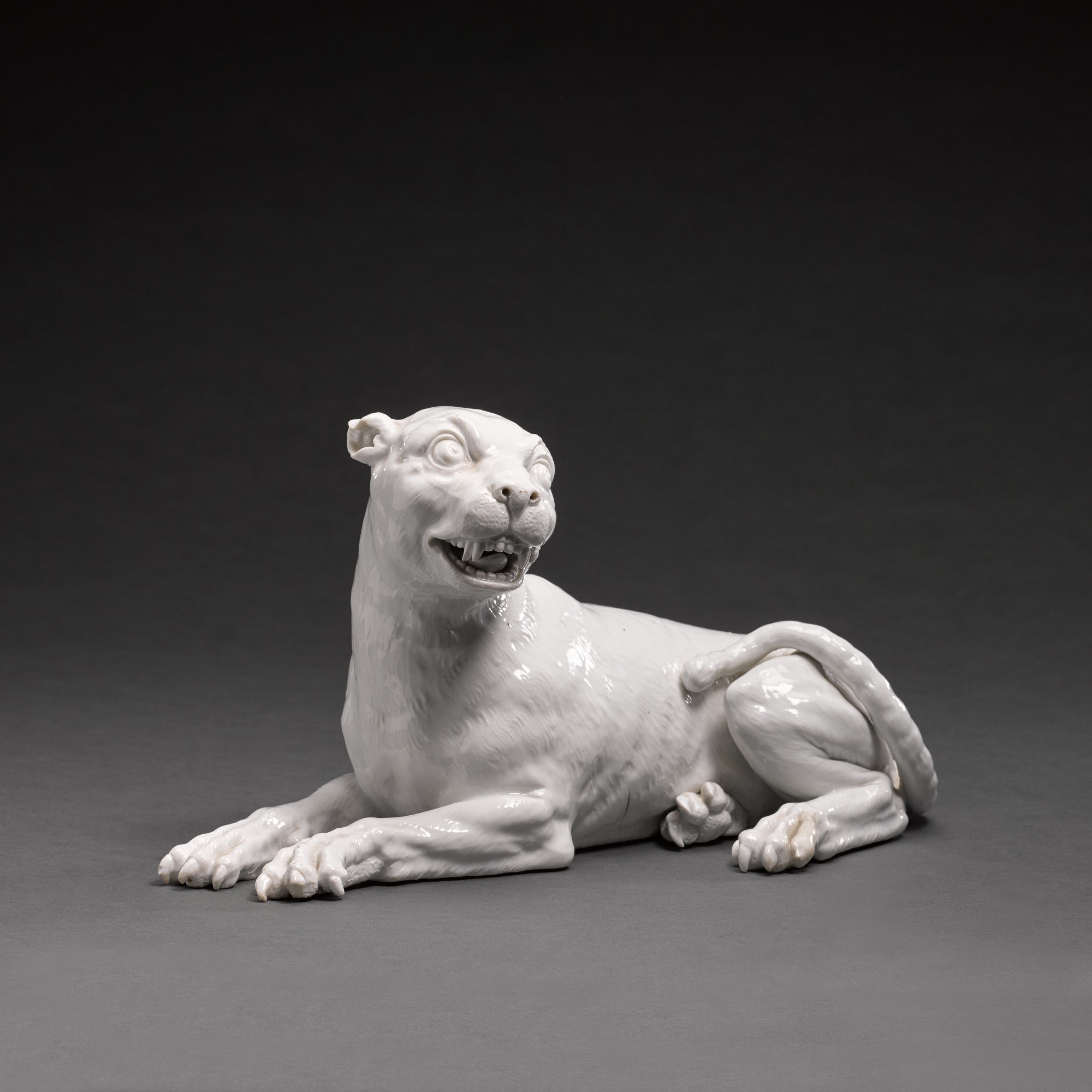 A Meissen white figure of a lioness, second half 18th century — A Meissen white figure of a lioness, second half 18th century