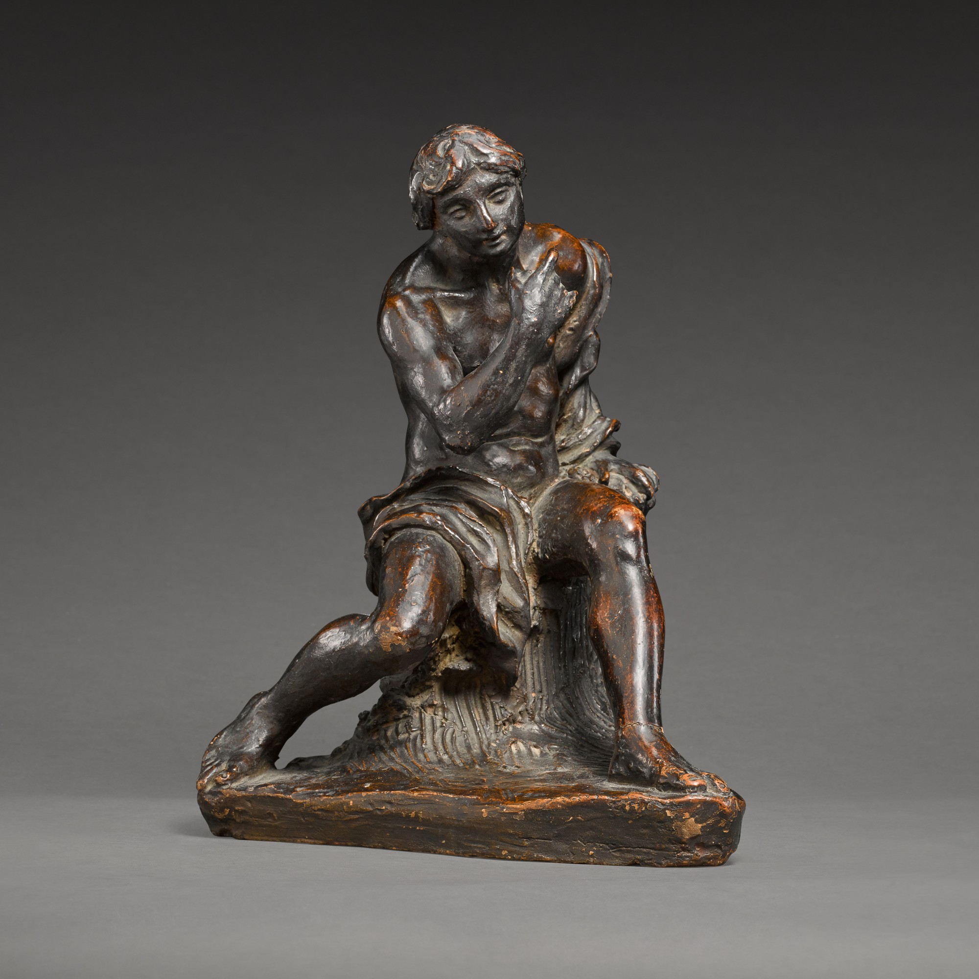 Circle of Giovanni Baratta — Young Man resting on a tree stump 