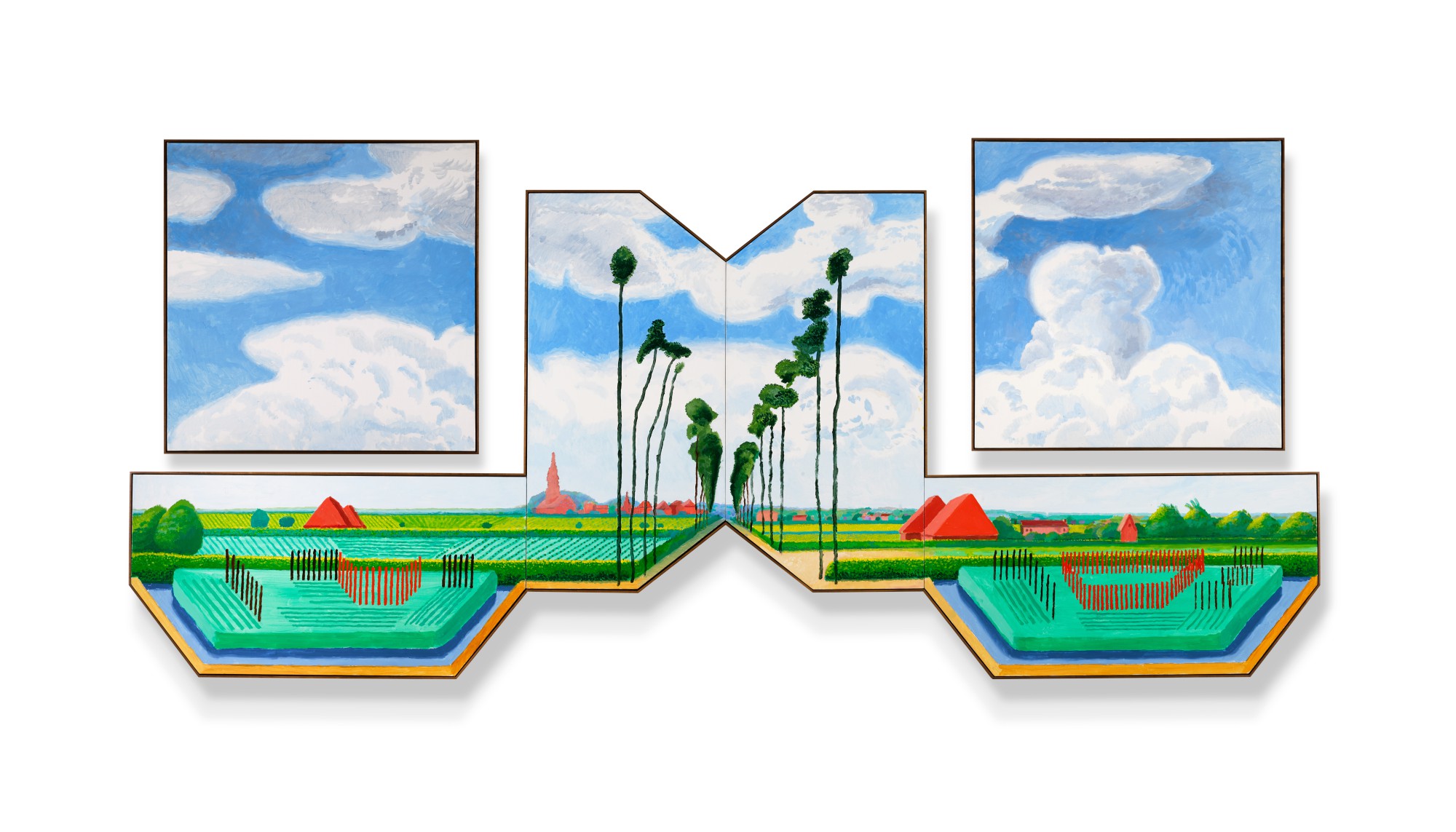 David Hockney — Tall Dutch Trees After Hobbema (Useful Knowledge) 2017 |《實用知識：荷蘭高木（隨霍貝瑪之作）》